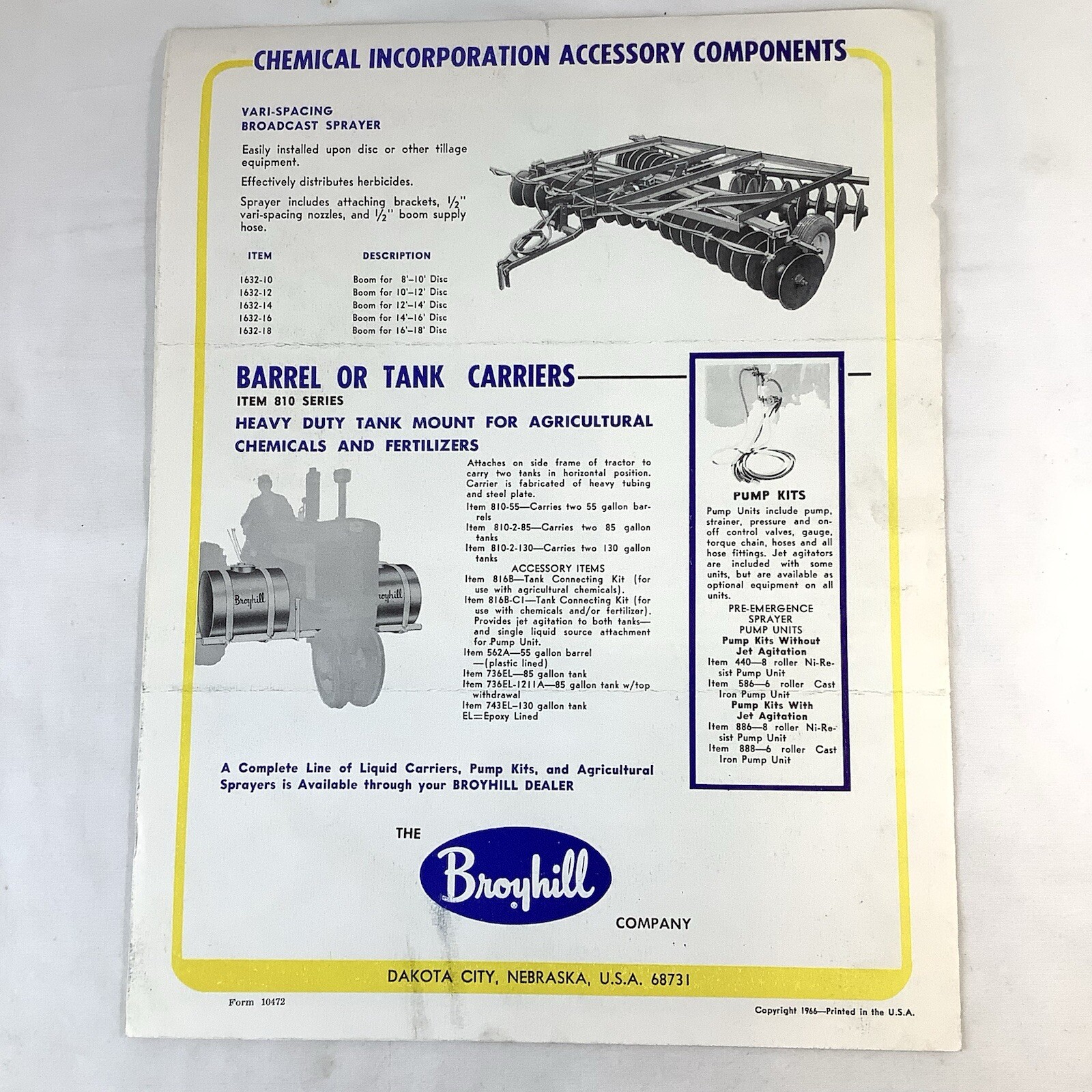 The Broyhill Company Field Master Spraying Systems Brochure Ag Farming Row Crops