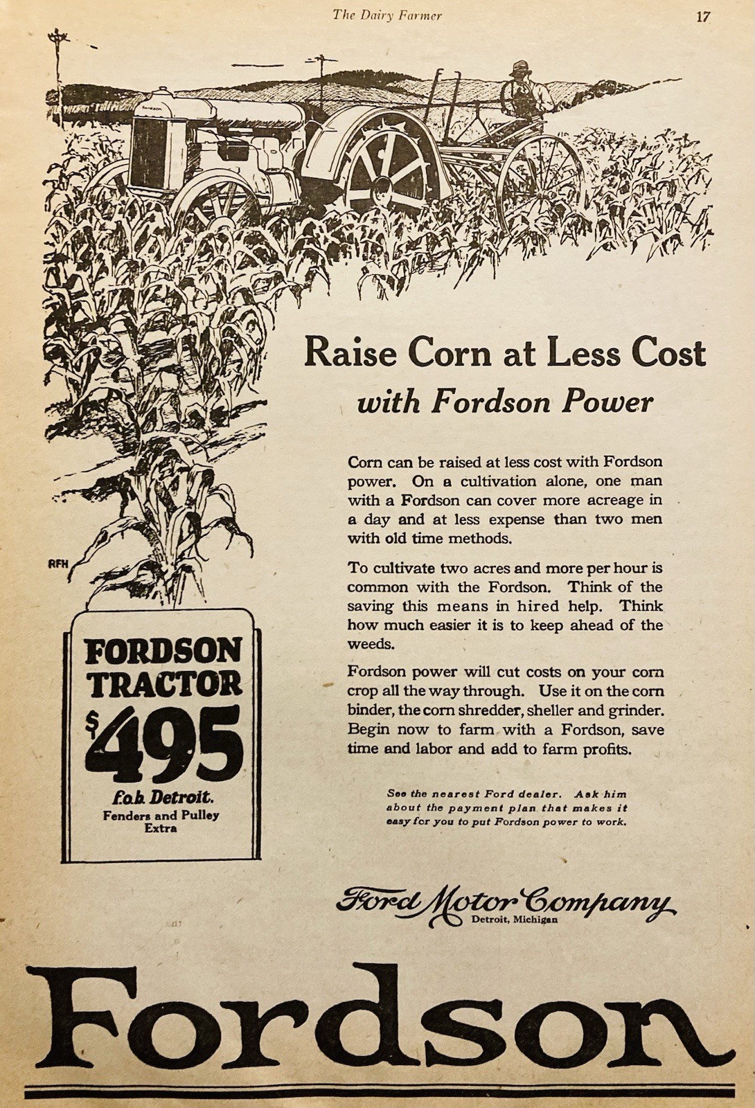 1926 AD.(XH82)~FORD MOTOR CO. DETROIT. FORDSON TRACTORS