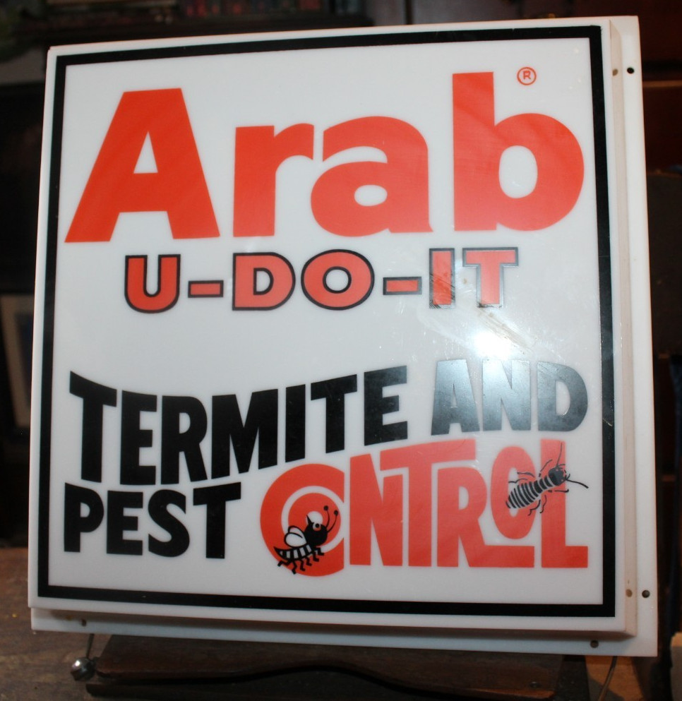 Vintage Arab U-Do-It Termite Pest Control Sign Light Cover Store Display
