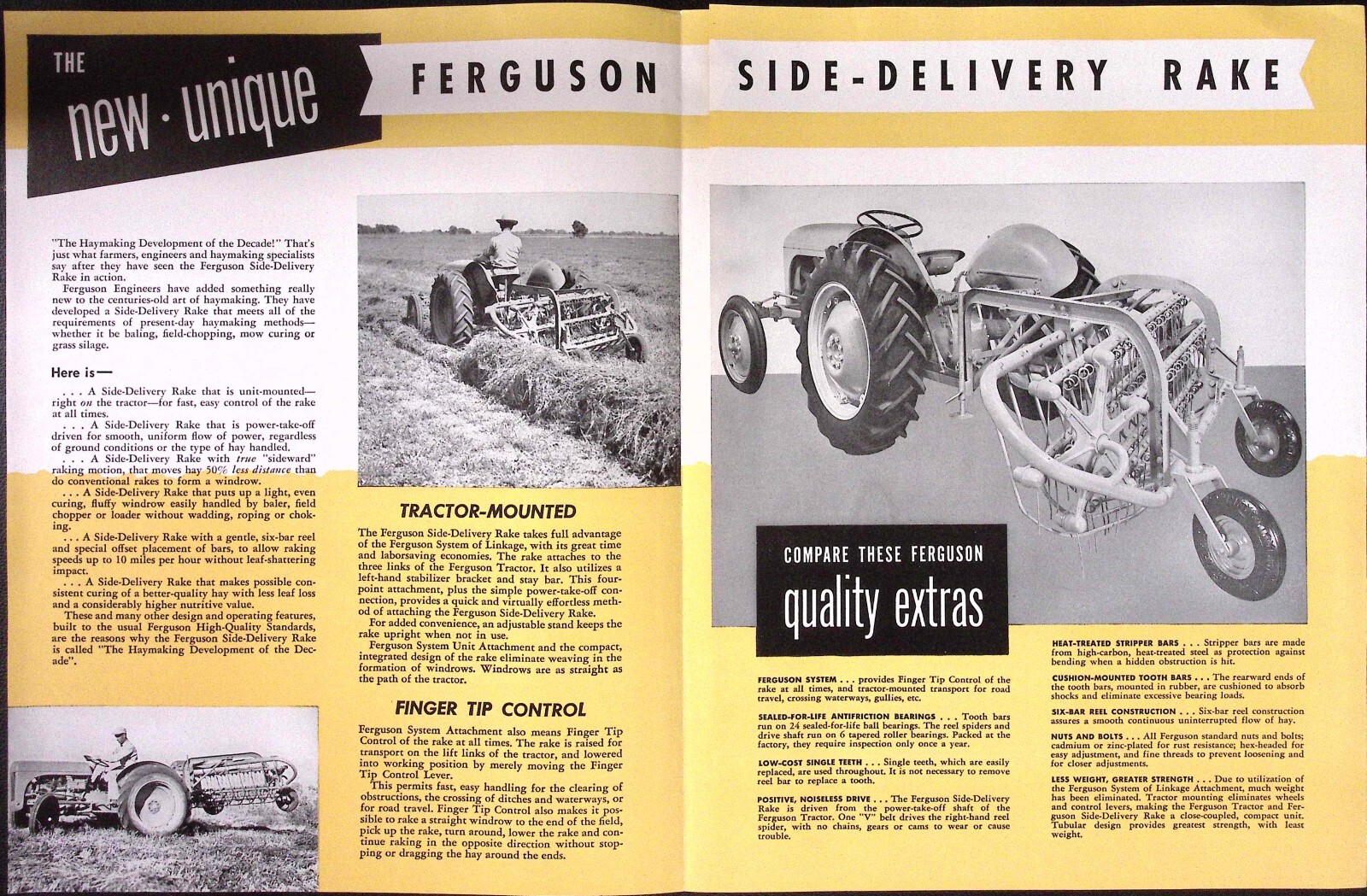 1952 Freguson Side Delivery Rake Ferguson Tractor Detroit MI Dealer Brochure