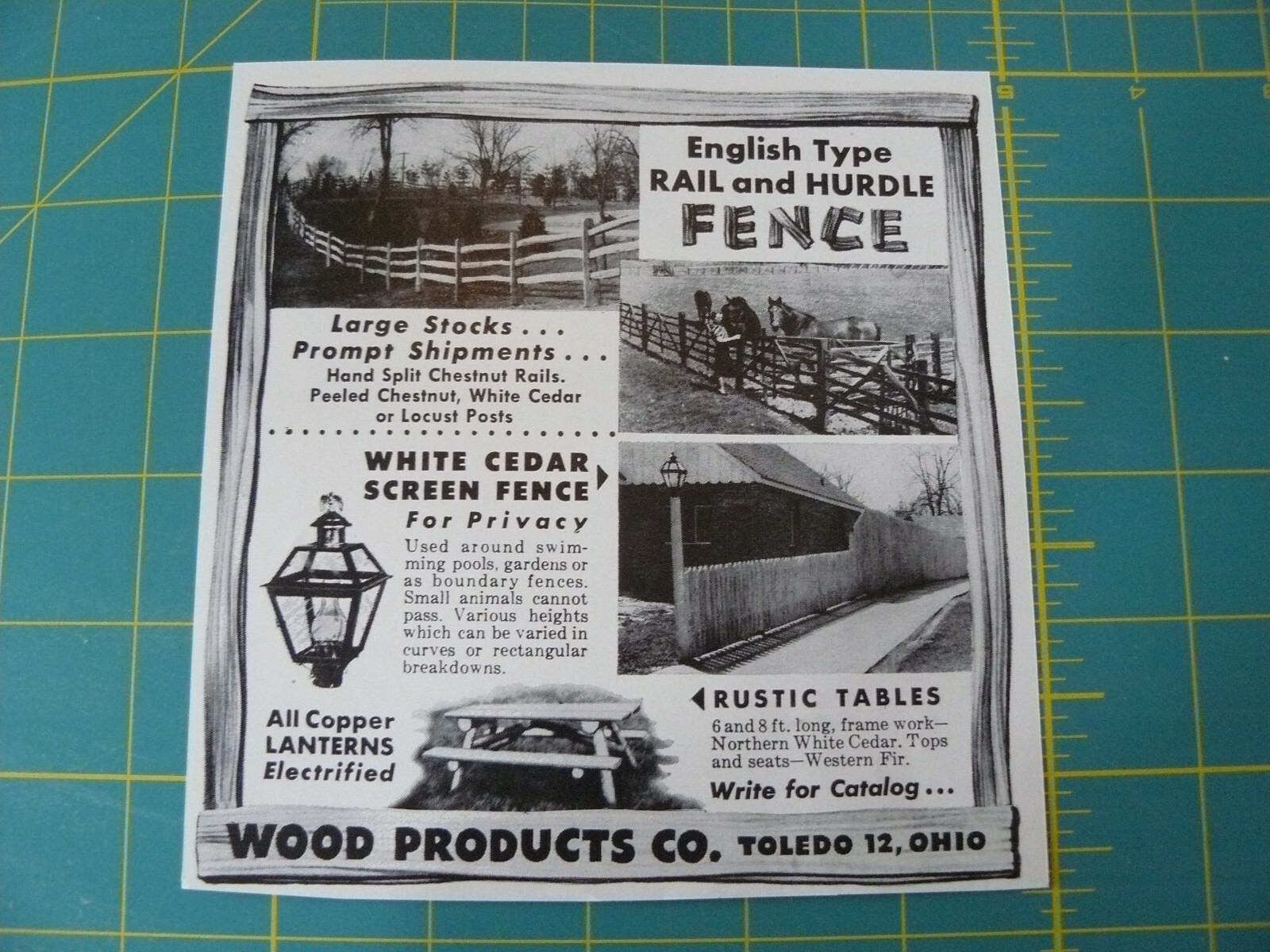 THE FARM QUARTERLY- SUMMER 1957-AD- WOOD PRODUCT SPLIT/ENGLISH/TABLE/ Toledo, OH