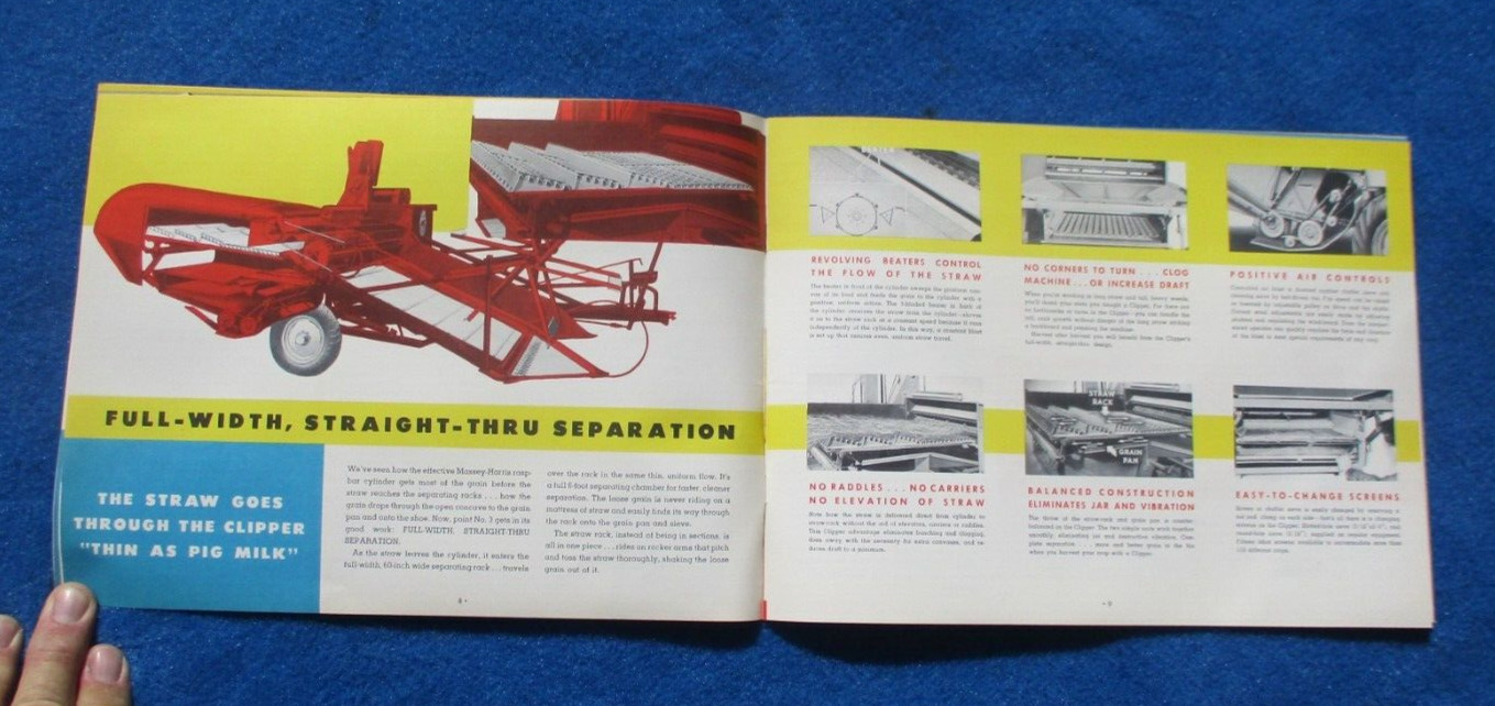 Massey Harris 1950&rsquo;s Combine Sales Booklet Many Full Color Pages Original NOS