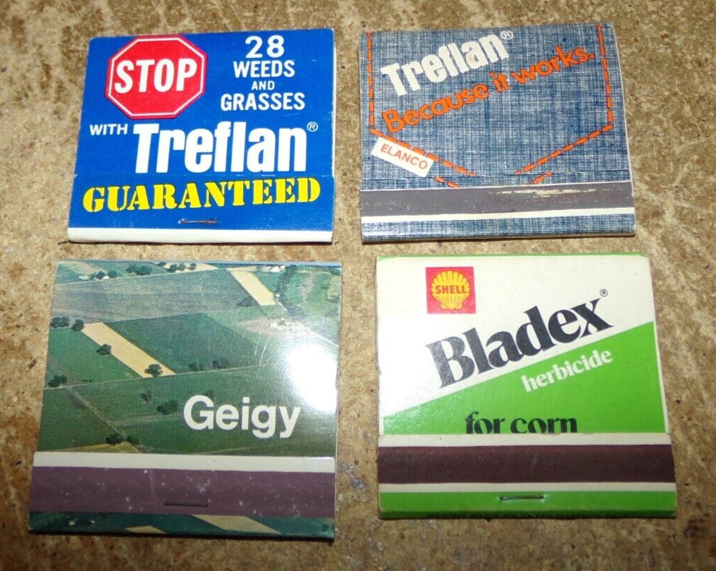 4-lot vintage farm chemicals matchbooks in nice shape used