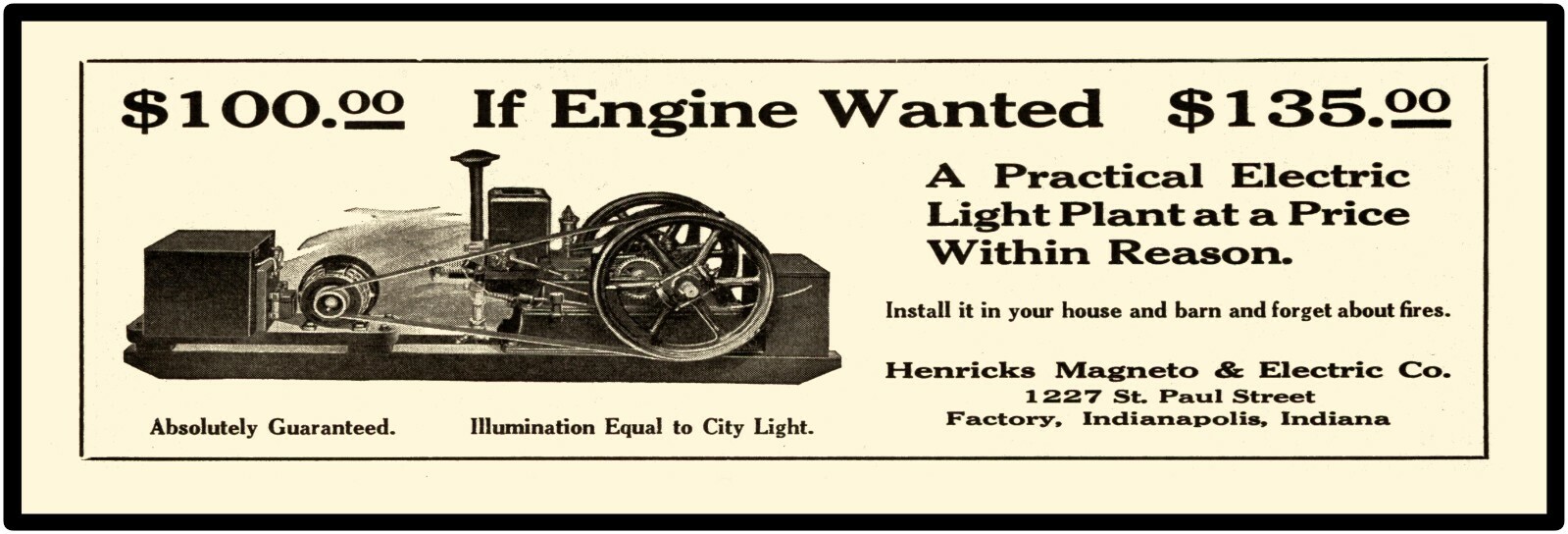 Henricks Magneto & Electric Sign, 12&Prime; x 36&Prime; USA STEEL XL Size – 4 POUNDS
