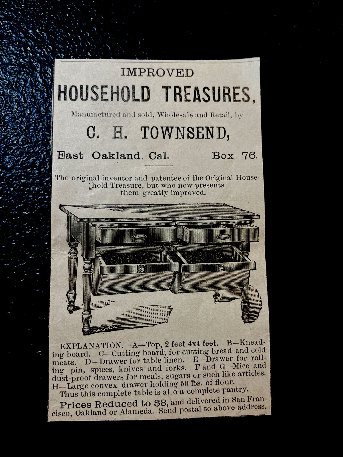 1883 Townsend Household Treasures Farm Advertising Engraving – East Oakland CA