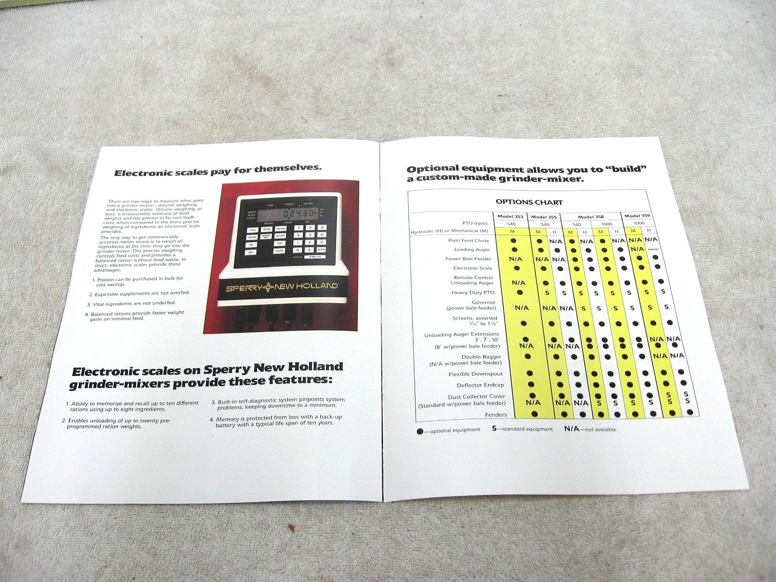 VINTAGE 1985 NEW HOLLAND TRACTOR GRINDER FEED MIXER BROCHURE 353 355 358 359