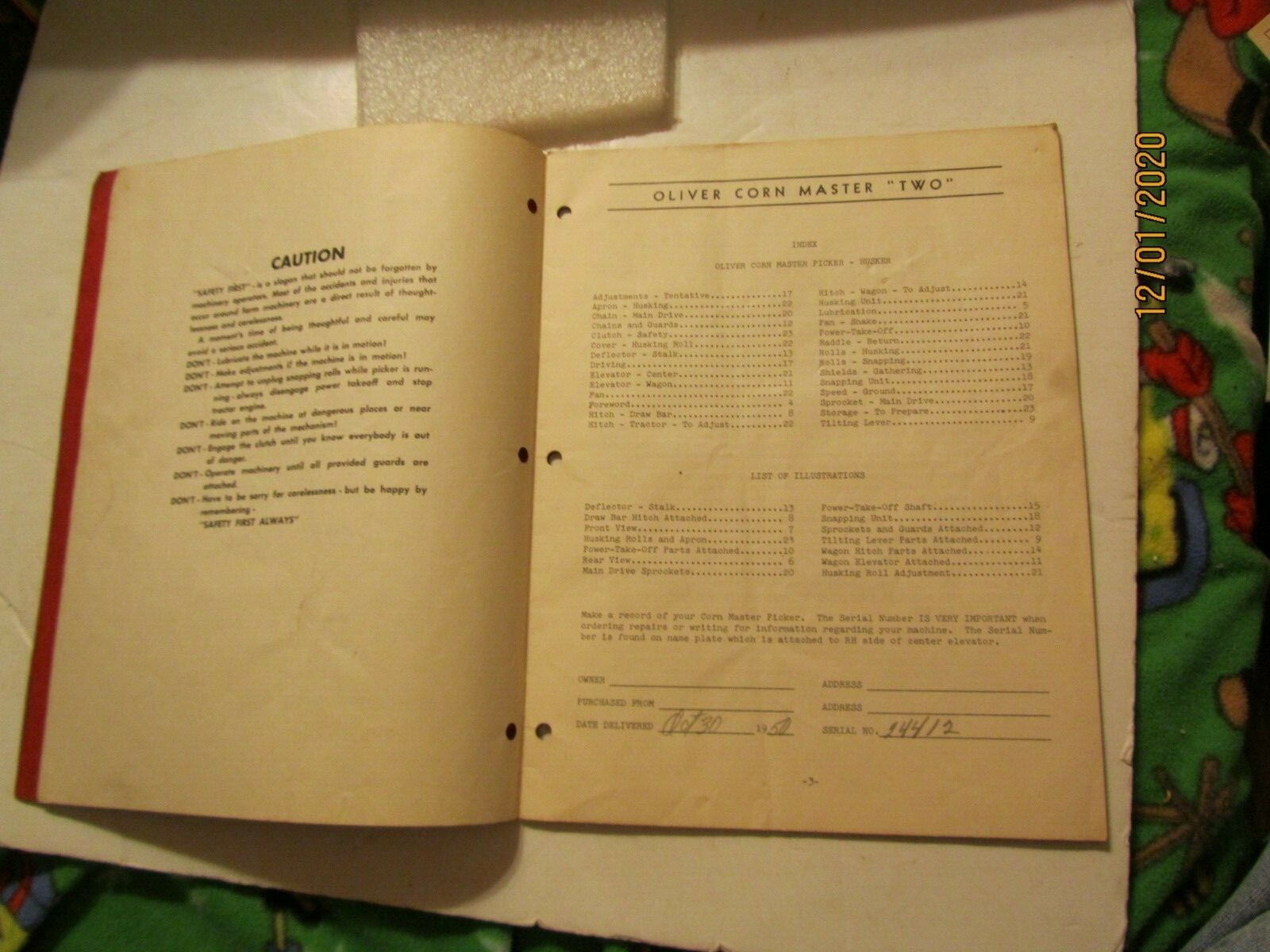 1950 Oliver Operating Instructions for Model 2 Corn Master Corn Picker Manual