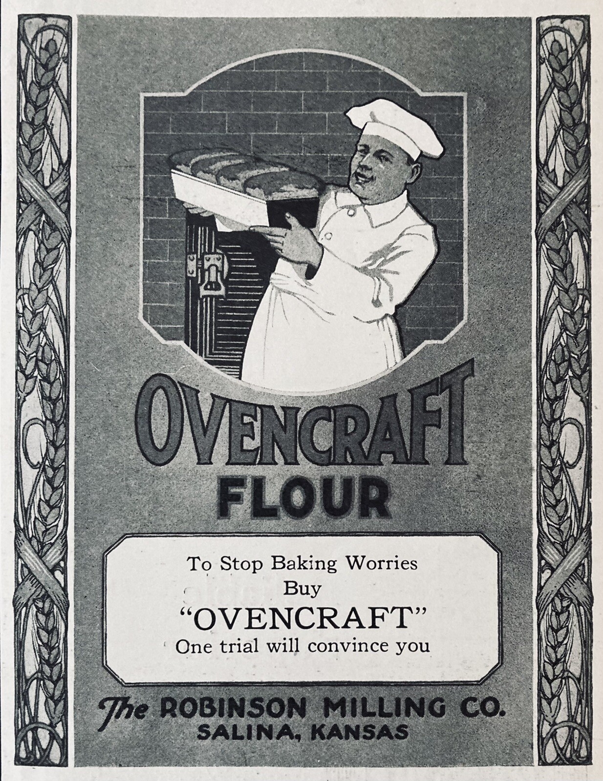 1919 AD.(XH22)~ROBINSON MILLING CO. SALINA, KS. OVENCRAFT FLOUR