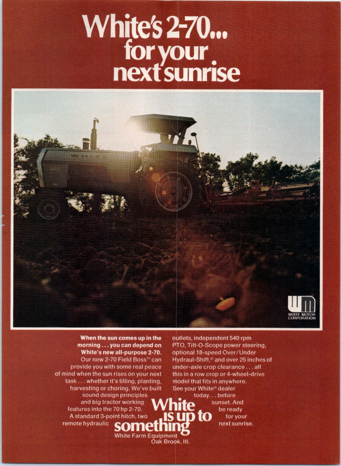 1976 White Farm Equipment 2-70 Field Boss Tractor Vintage 70&rsquo;s Print Ad