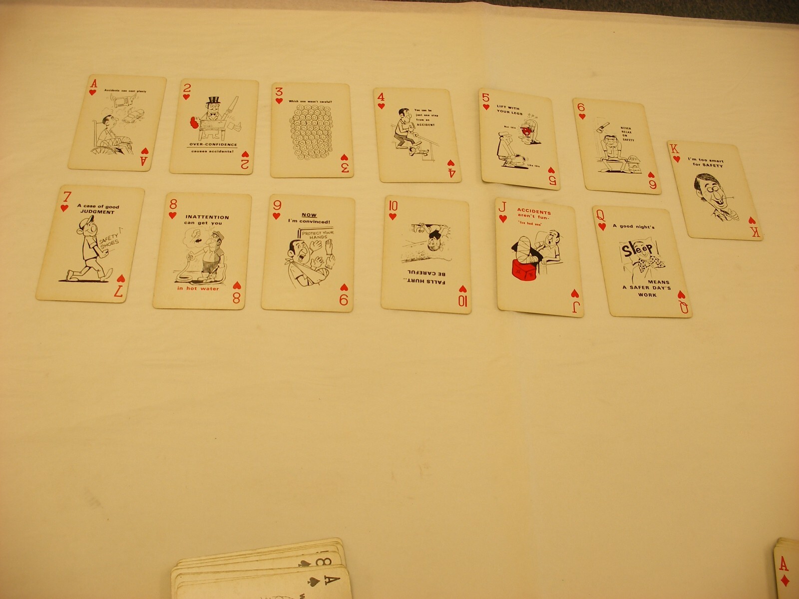 Vintage A.O. Smith Safety Record Comic Playing Cards – missing 3 of clubs