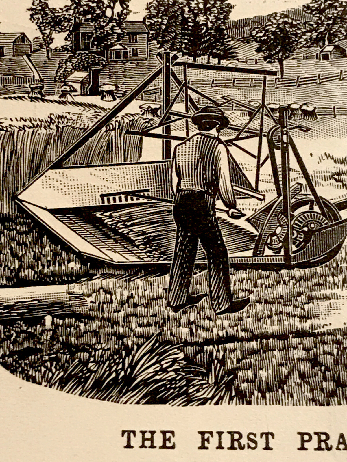 1831 Cyrus McCormick First Practical Reaper Farm Engraving Advertising