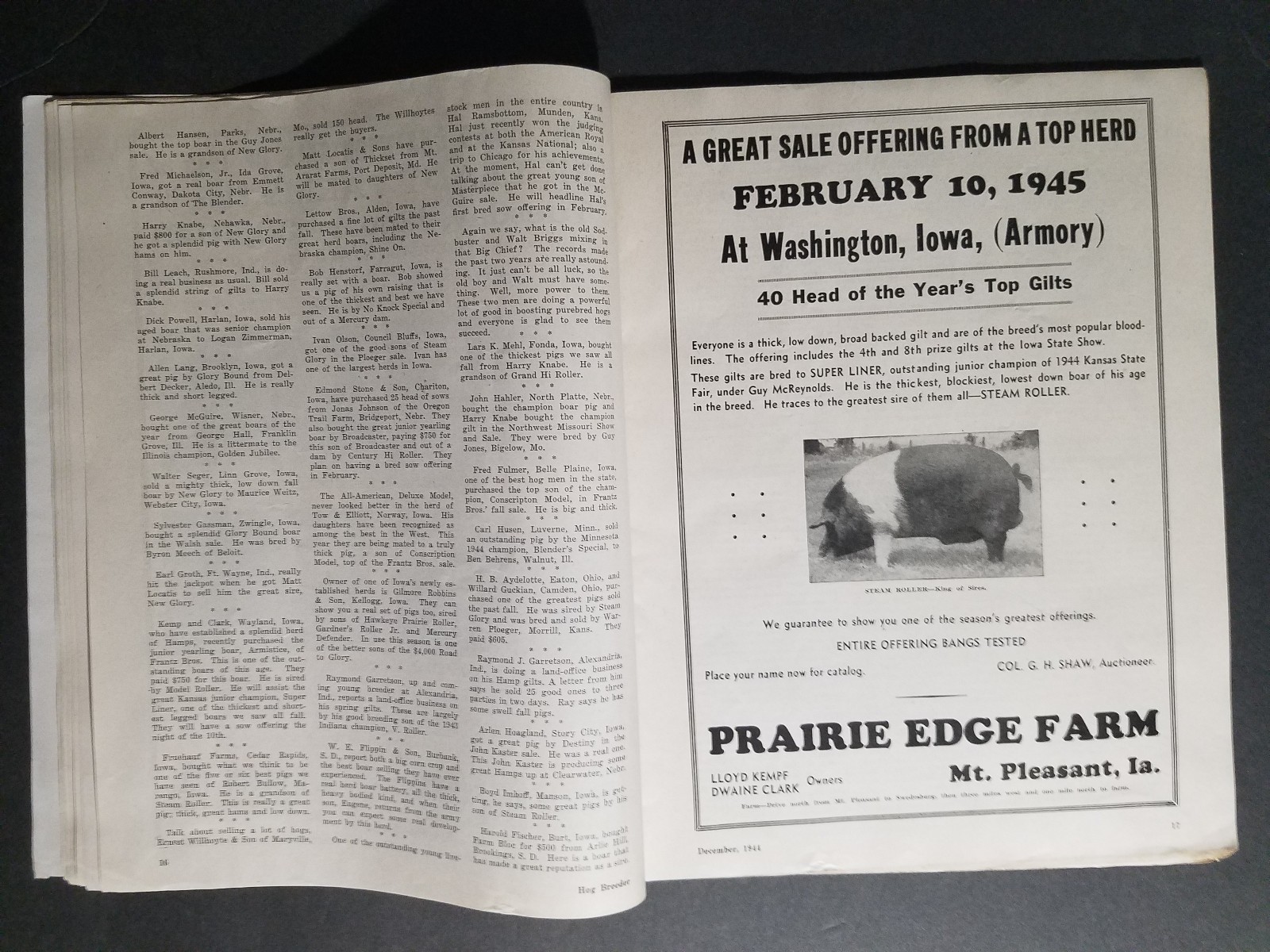 December 1944 Hog Breeder Magazine