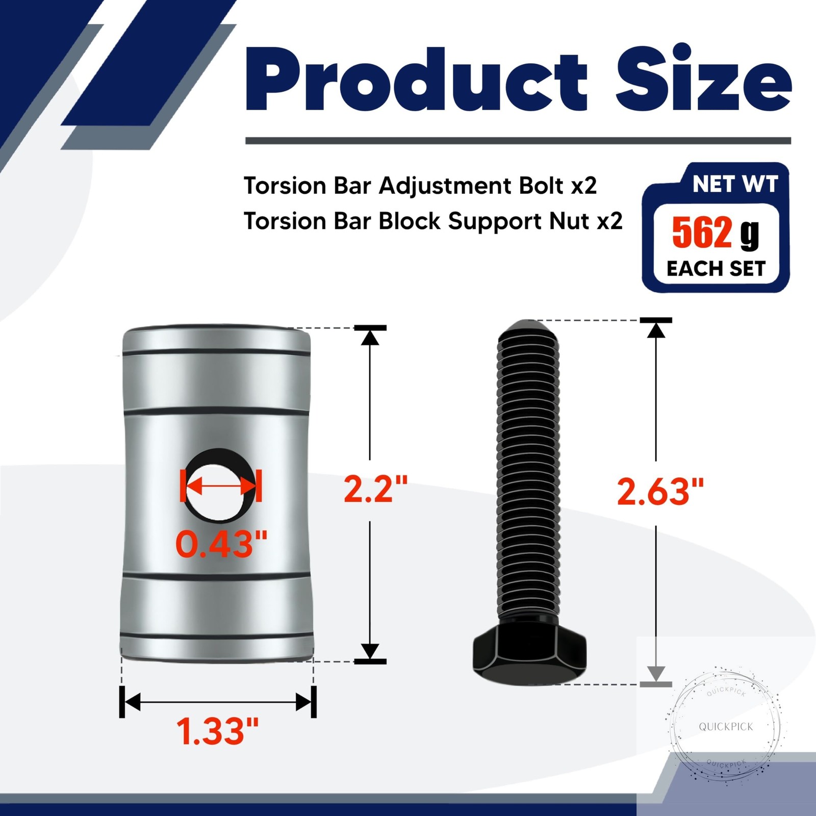 Torsion Bar Adjustment Bolt and Lock Nut Fit for Chevrolet Silverado Tahoe GMC