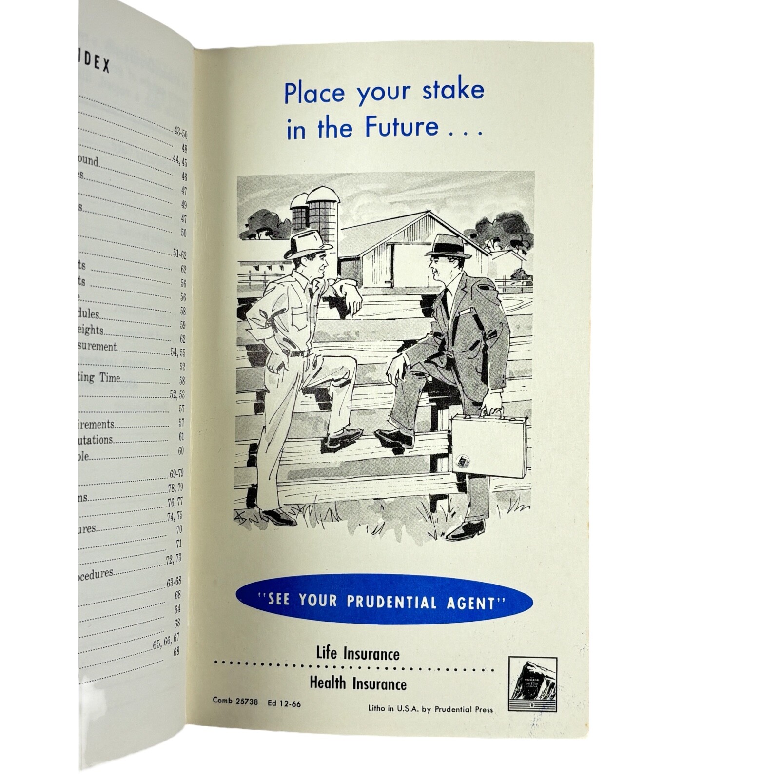 1966 Prudential Insurance Handbook for Farmers Ranchers Pocket Information Book