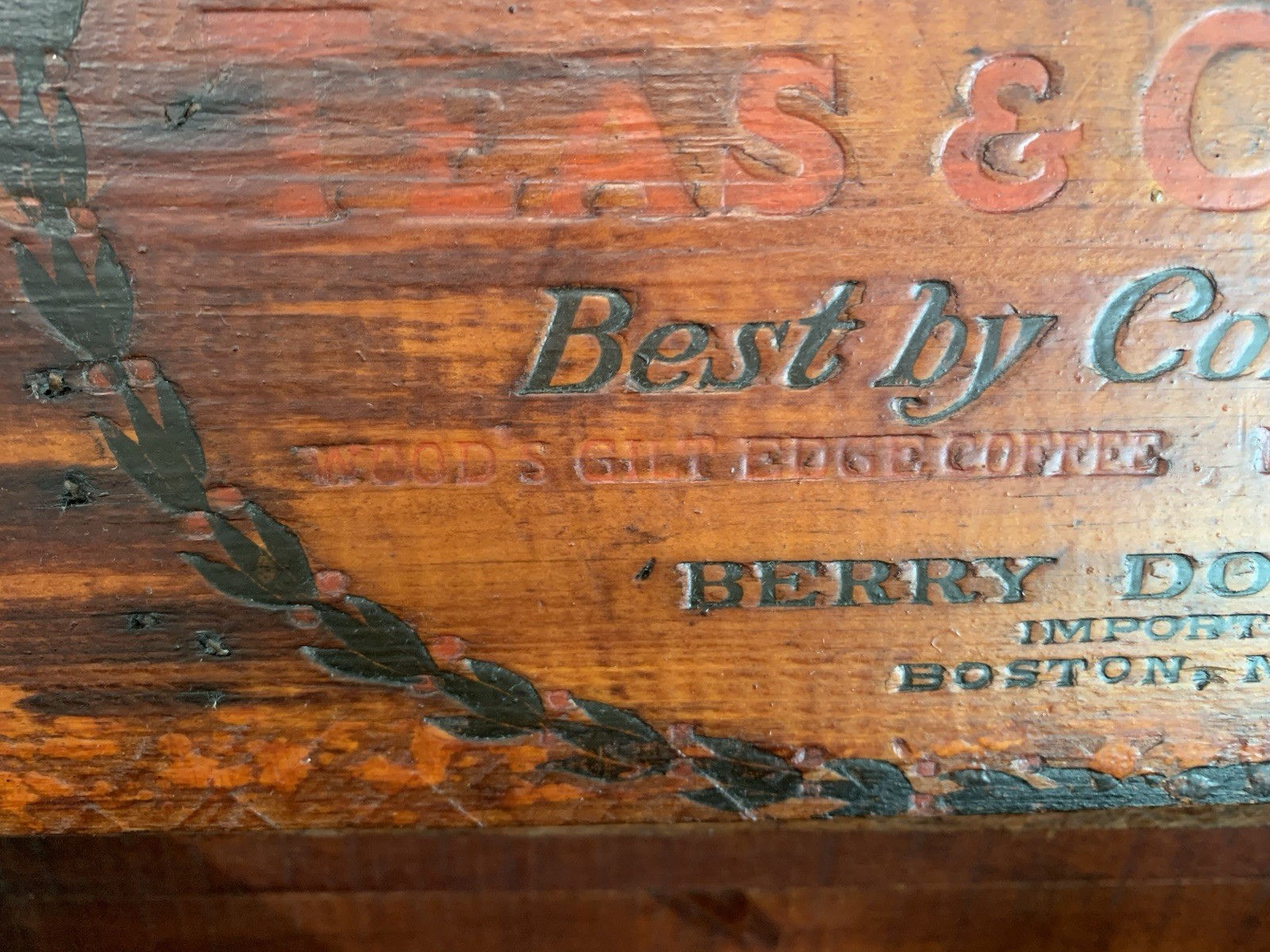 Wood&rsquo;s TEAS & COFFEE BOSTON Mass Wood CRATE Box Early 1900&rsquo;s