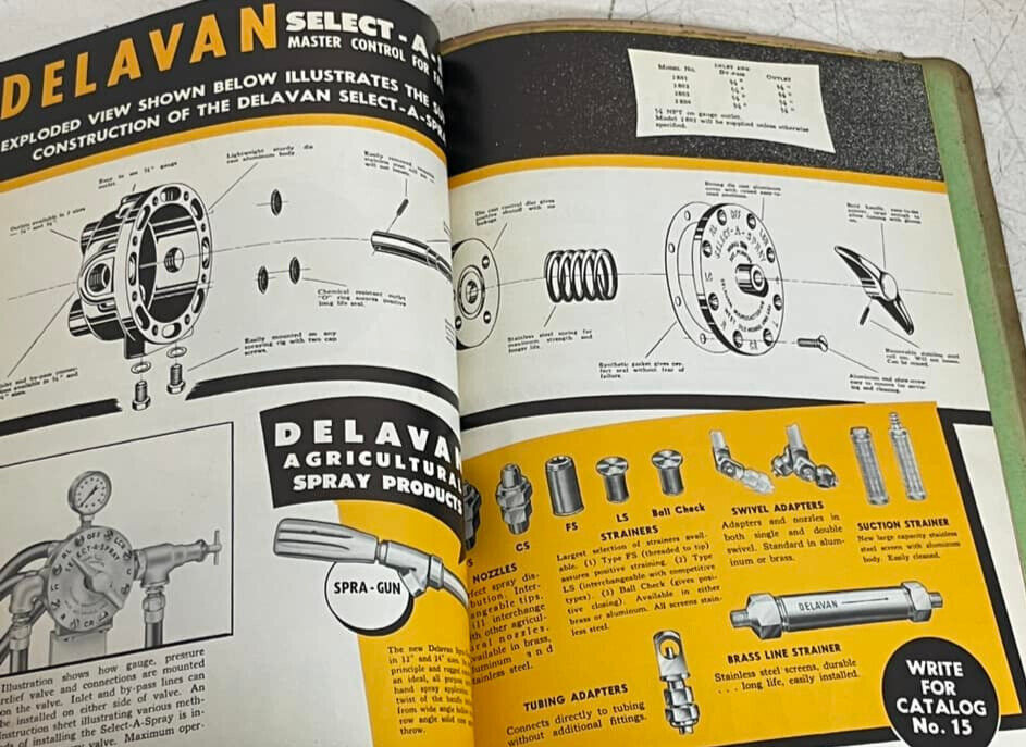 Vintage 1957 Farmrite Sprayer Brochure Ad Binder Delavan Johnson Boomjet Teejet+