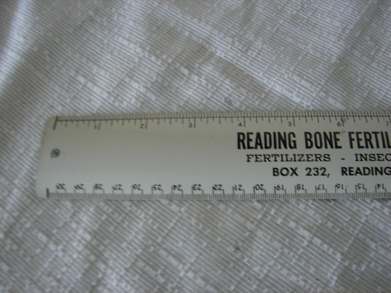 Vtg. Metal 12&Prime; Ruler Reading Bone Fertilizer Co. Reading, Pa Insecticides