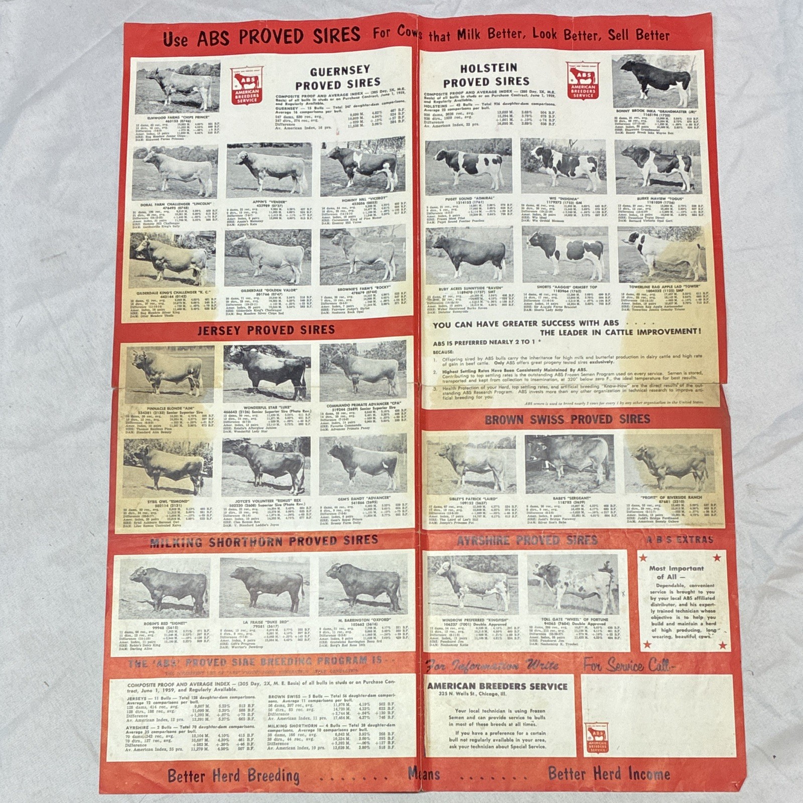 American Breeders Service (ABS) 1959 Proved Sire Breeding Program Brochure