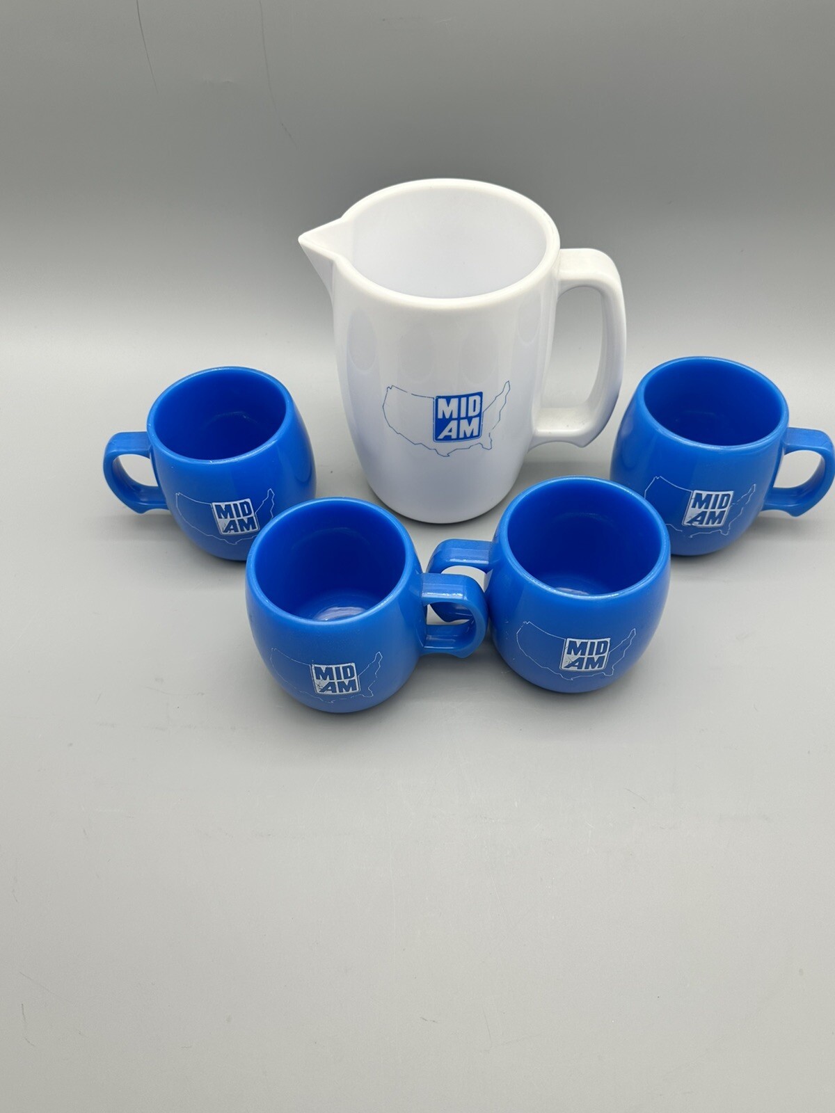Vintage Mid Am Dairy Farm Water Pitcher Cups Advertisment RARE FIND
