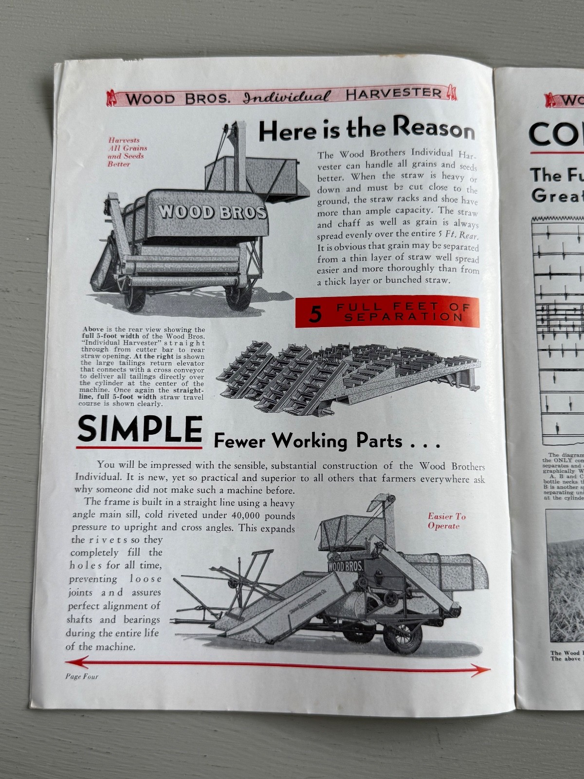 Vintage Brochure Wood Brothers Thresher Wheat Harvest Des Moines IA Farm 1938