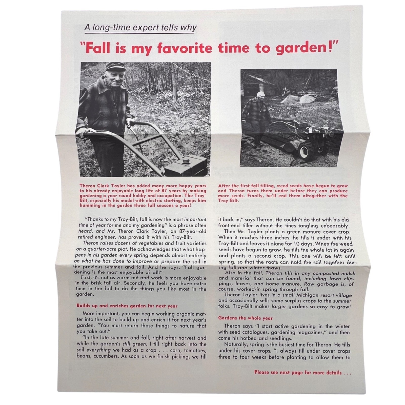 Troy-Bilt Vintage 1975 Garden Tiller Brochure Set With Order Form & Envelopes