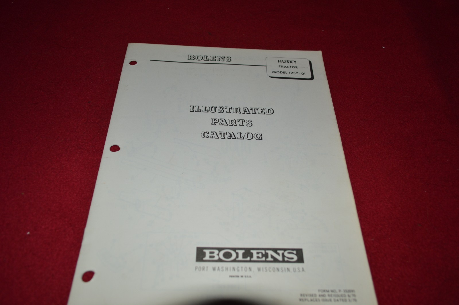 Bolens Husky 1257-01 Tractor Dealer&rsquo;s Parts Book Manual CHPA
