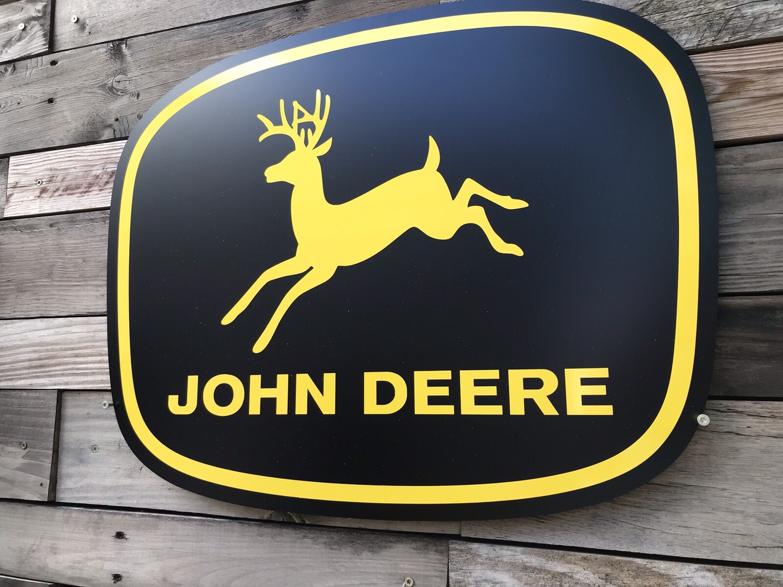 Antique Vintage Old Style John Deere Black And Yellow Farm Sign