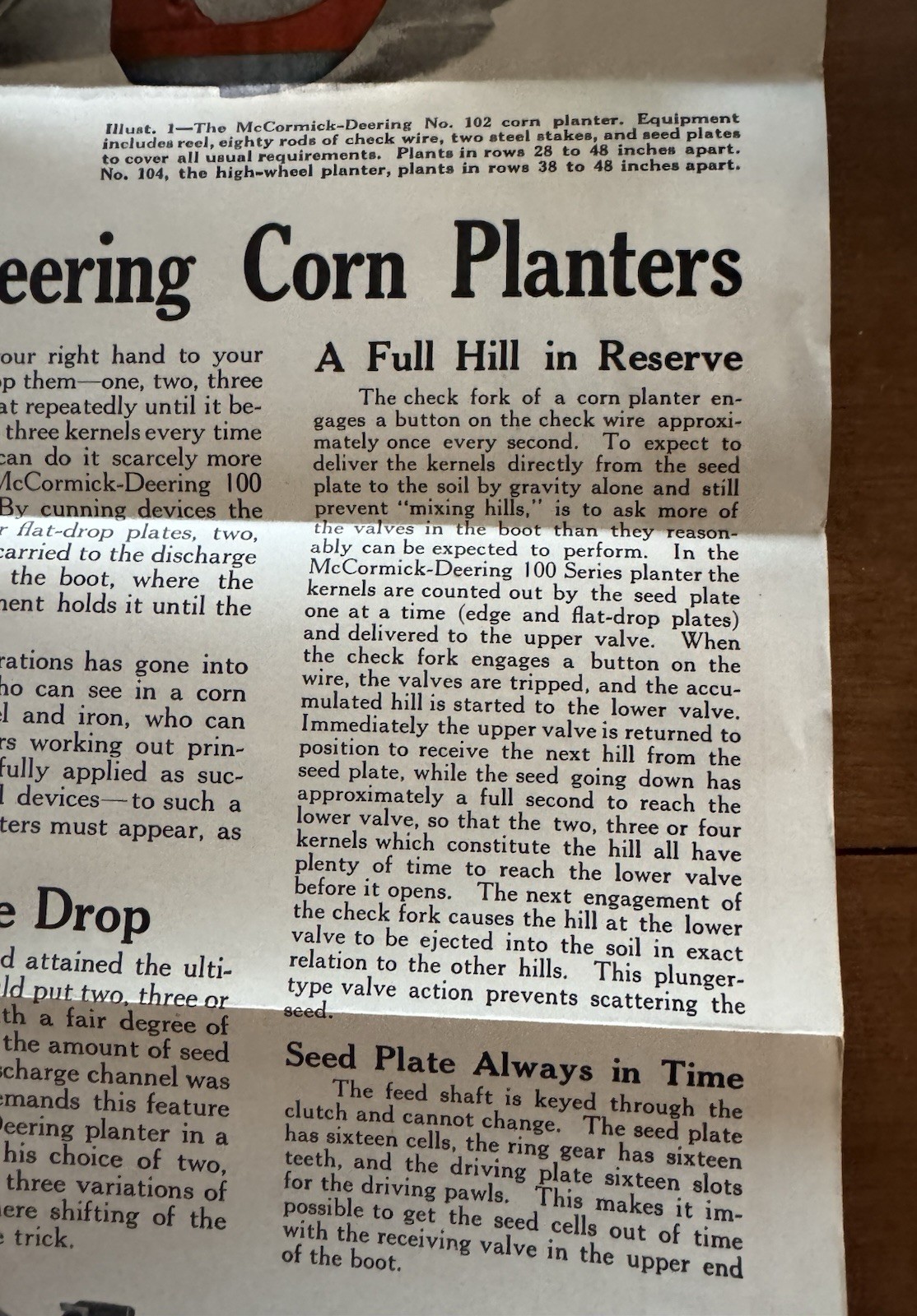 McCormick Searing 1831 1931 Corn Planter Brochure Color Illus Fold Out Farm