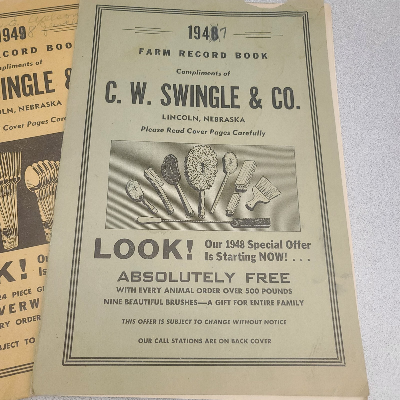 Vtg 1940s Lincoln Nebraska RENDERING CO FARM RECORD BOOKS Advertising Lot 3