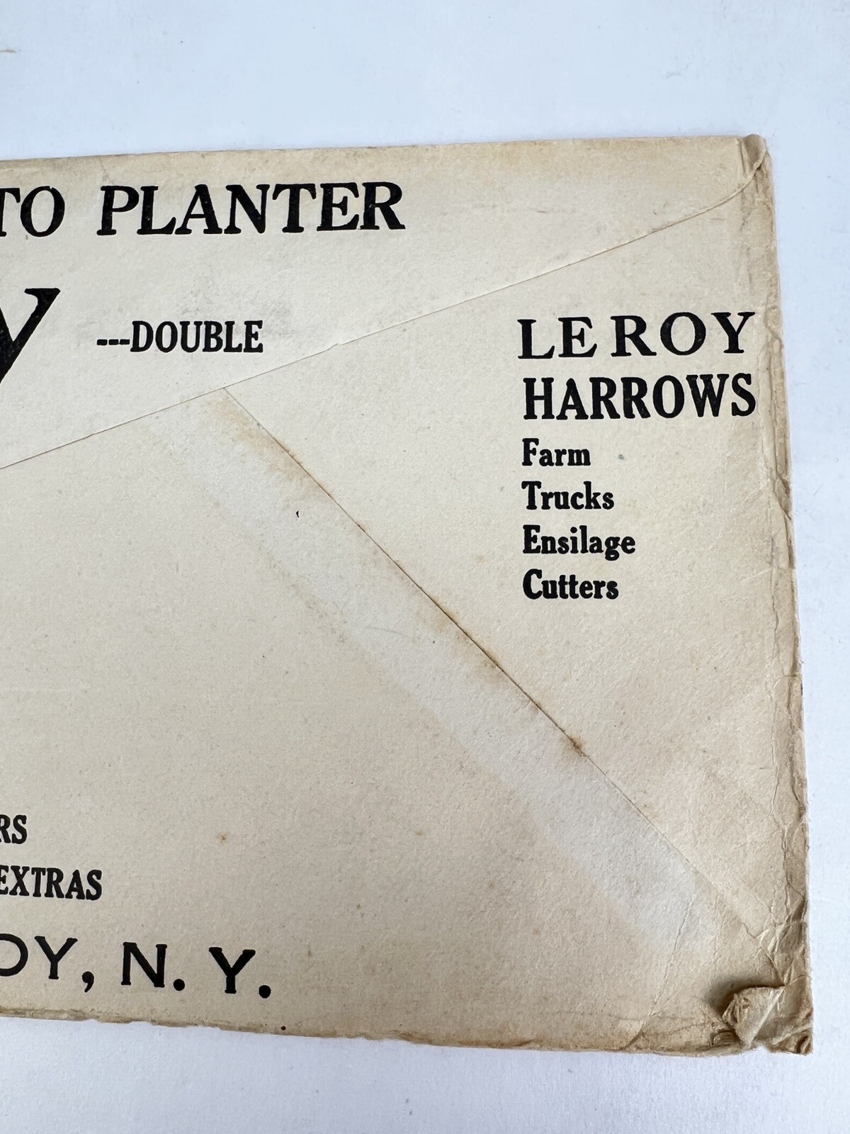 Le Roy Plow Co NY Advertising Cover Envelope POTATO PLANTER