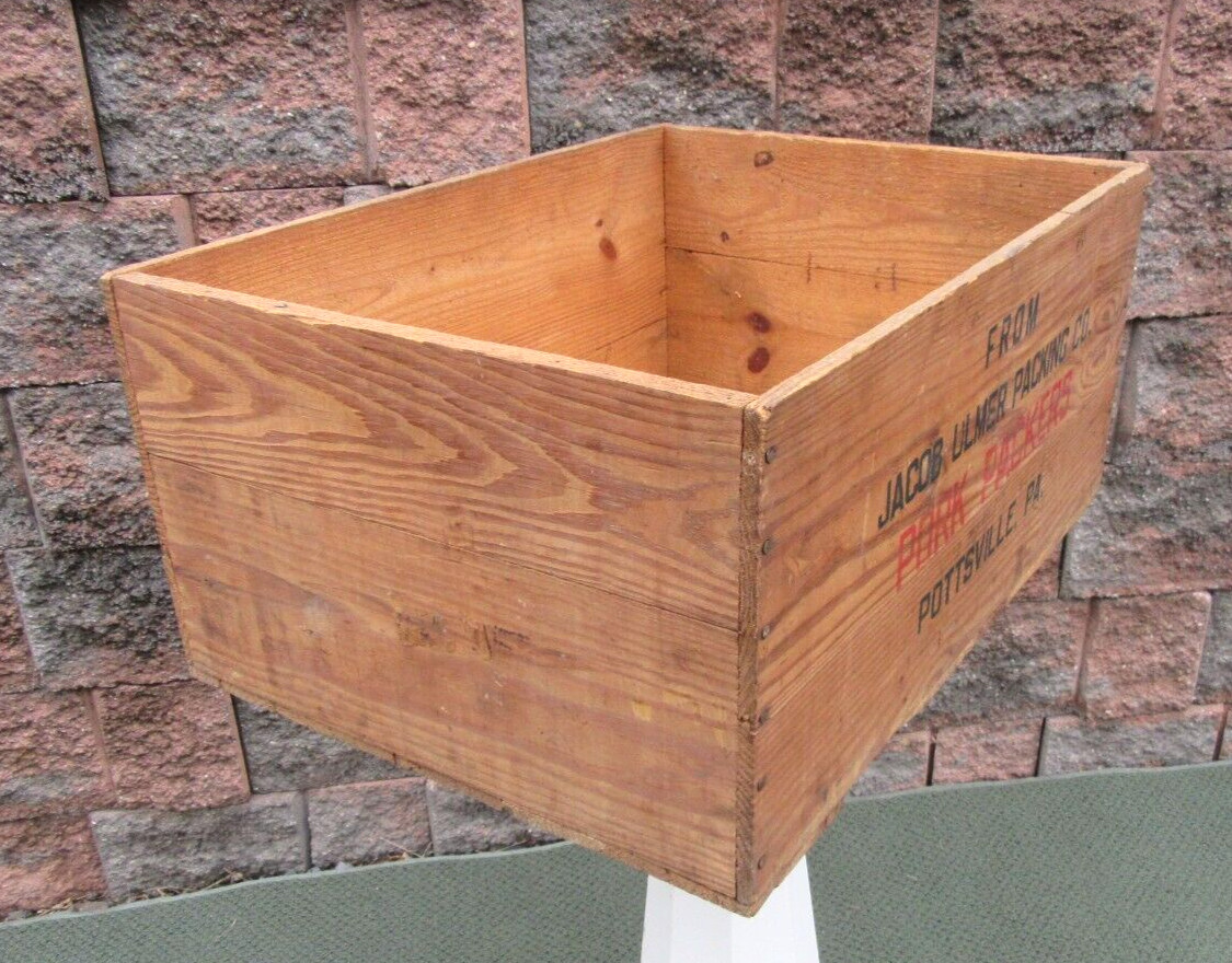 Vintage Jacob Ulmer Advertising PORK PACKERS Pottsville Pa Wood Shipping Crate
