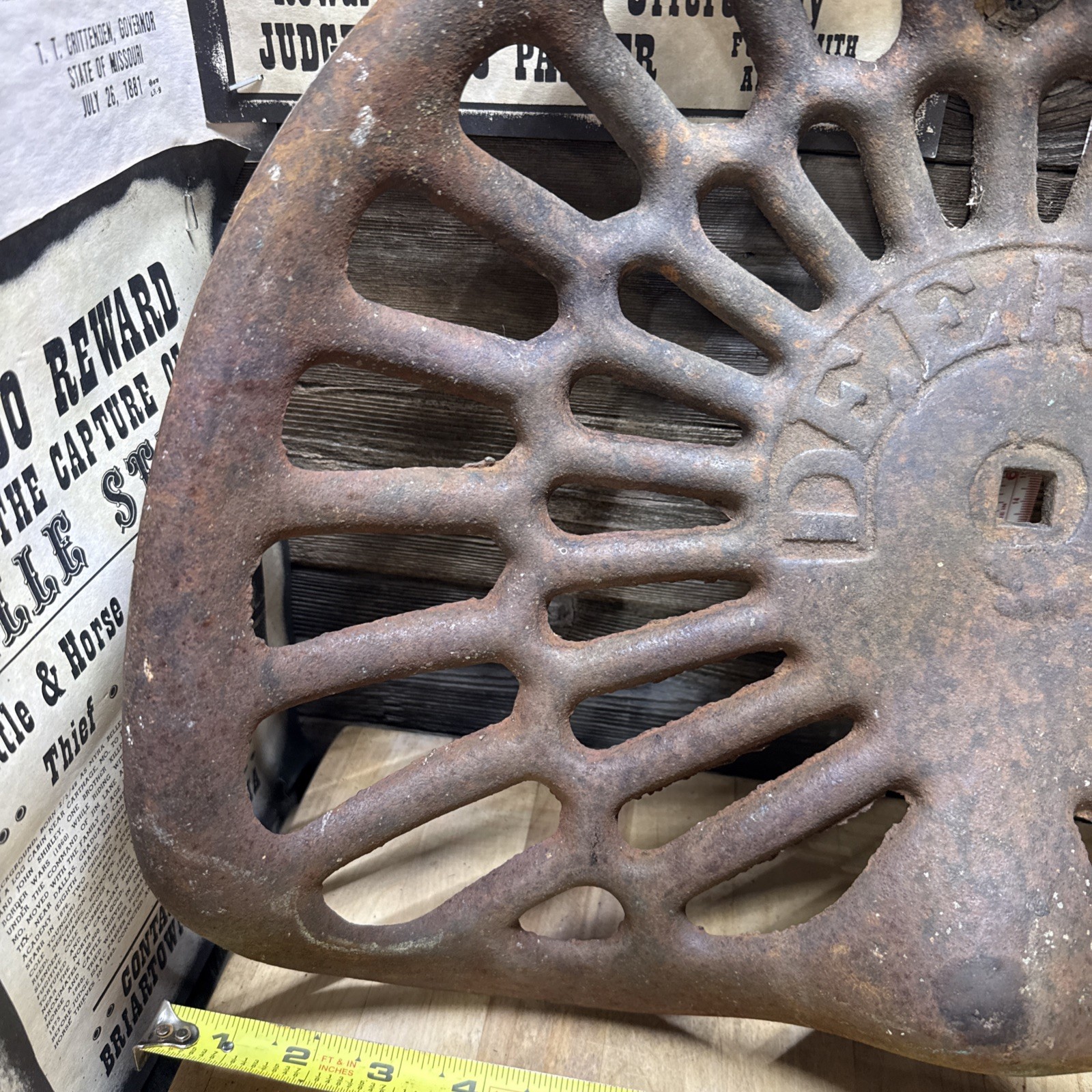 Vintage Deering Cast Iron Tractor Seat Antique Farm Equipment