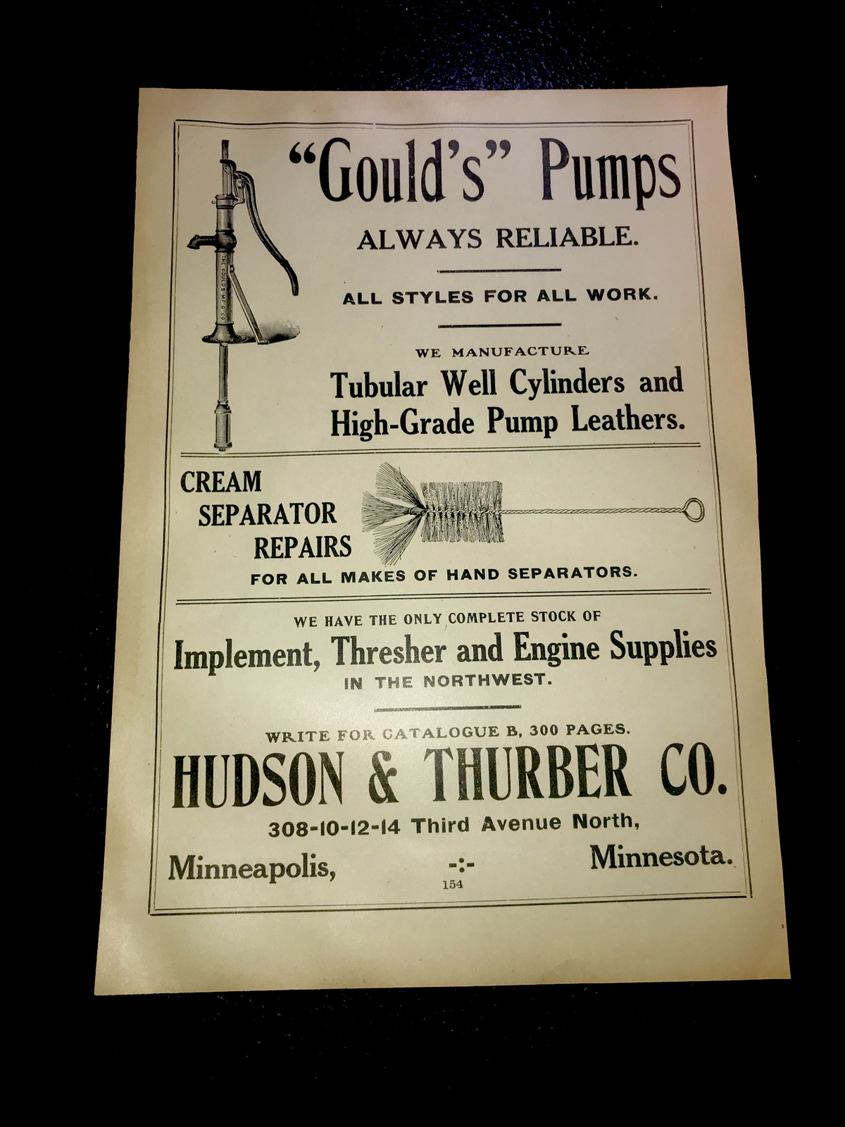 1908 Hudson & Thurber – Gould Water Pump Farm Advertising – Minneapolis