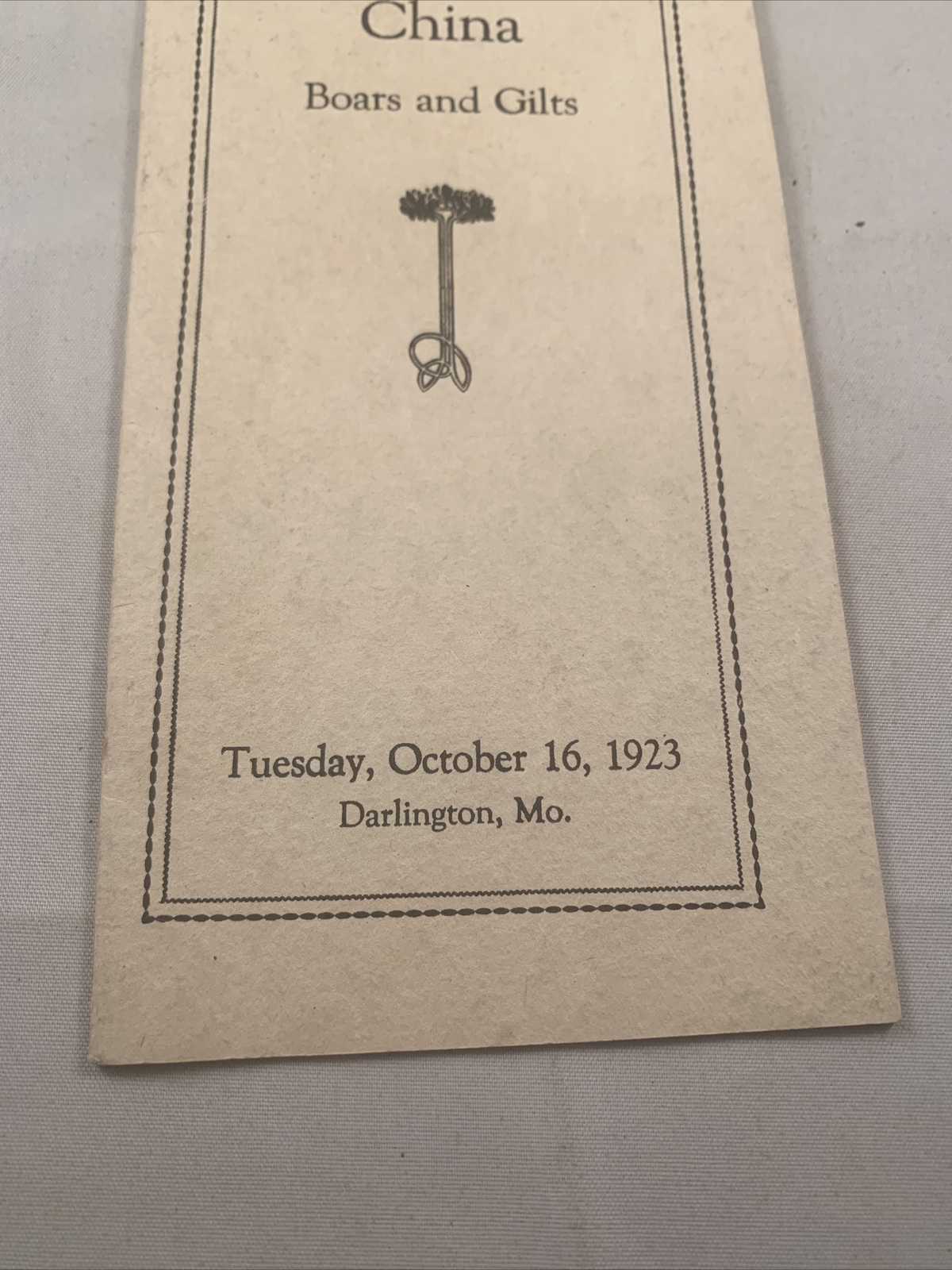 1923 Hog Sale Brochure Wilson’s Prolific Poland China Pig Farm Darlington MO