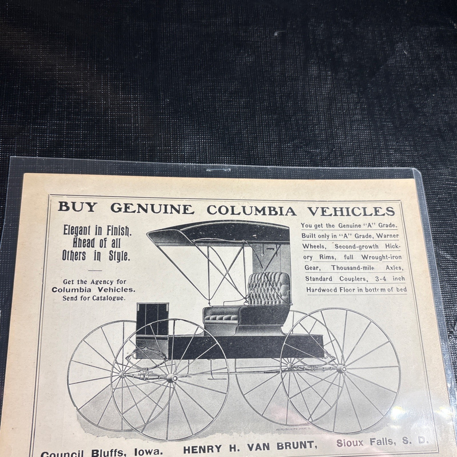 1905 Van Brunt Wagon – Council Bluffs IA – Sioux Falls SD – Farm Advertising