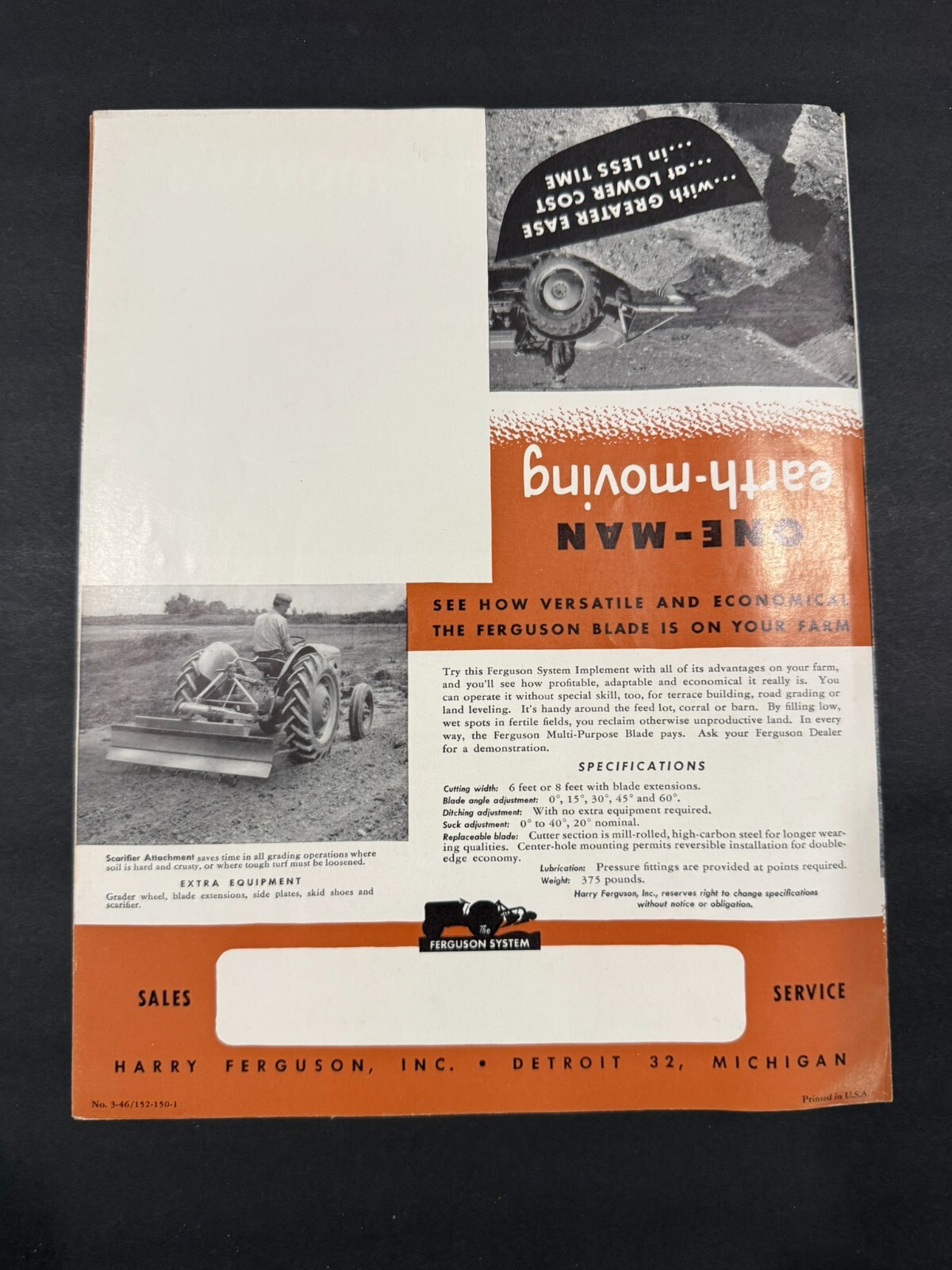 1946 Ferguson Multi- Purpose Blade Farm Implement Brochure