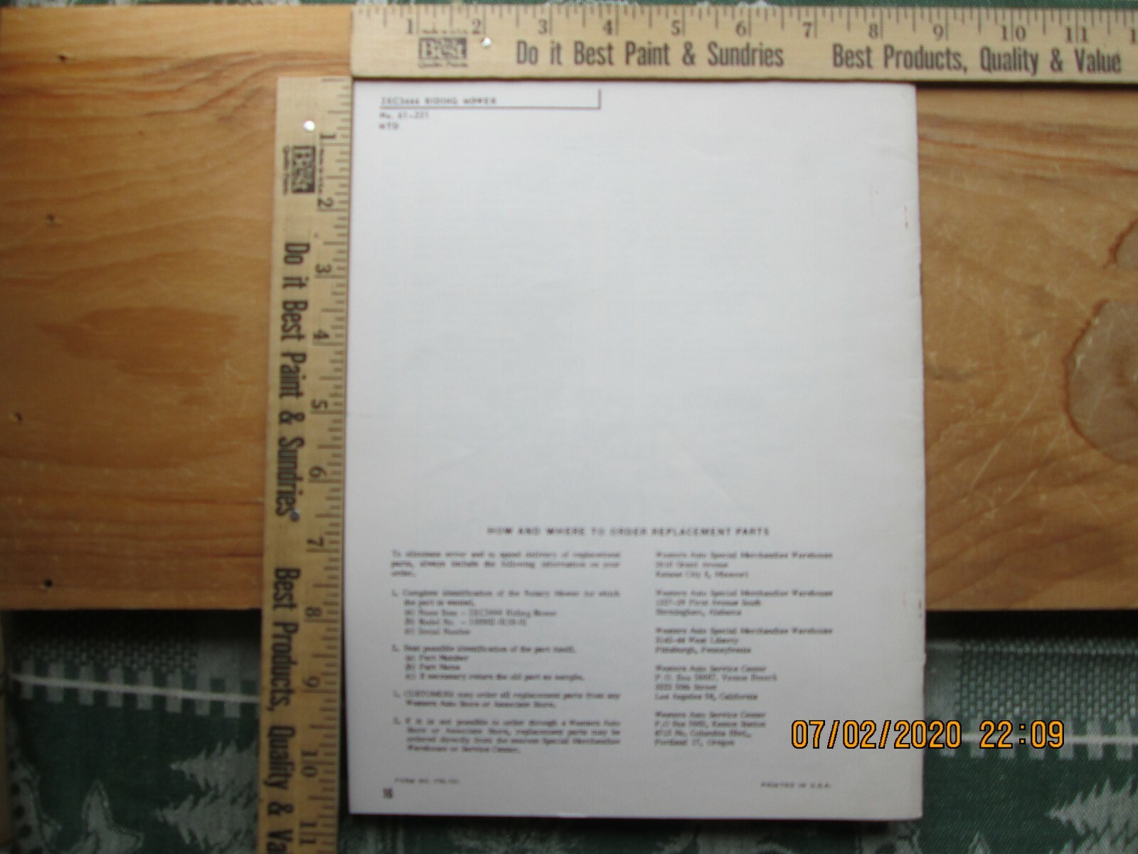 Western Auto Wizard Riding Mower 2XC3444 Operating & Service Inst. Manual