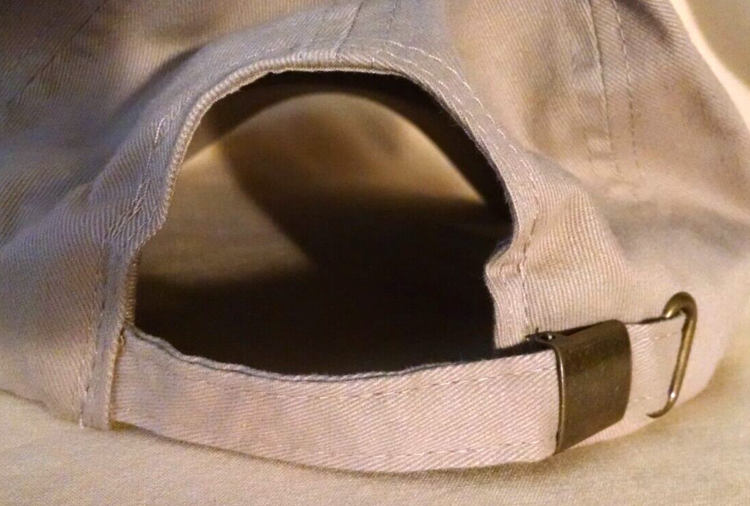 TROY-BILT HAT NEW BEIGE TAN RED LETTERING ADJ CLOTH STRAP WINTER BASEBALL CAP.