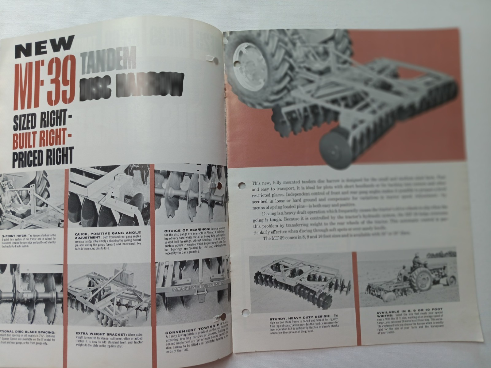 Vintage Massey Ferguson MF 25, 39, 68 Tandem Disc Harrows Dealer Brochure AD