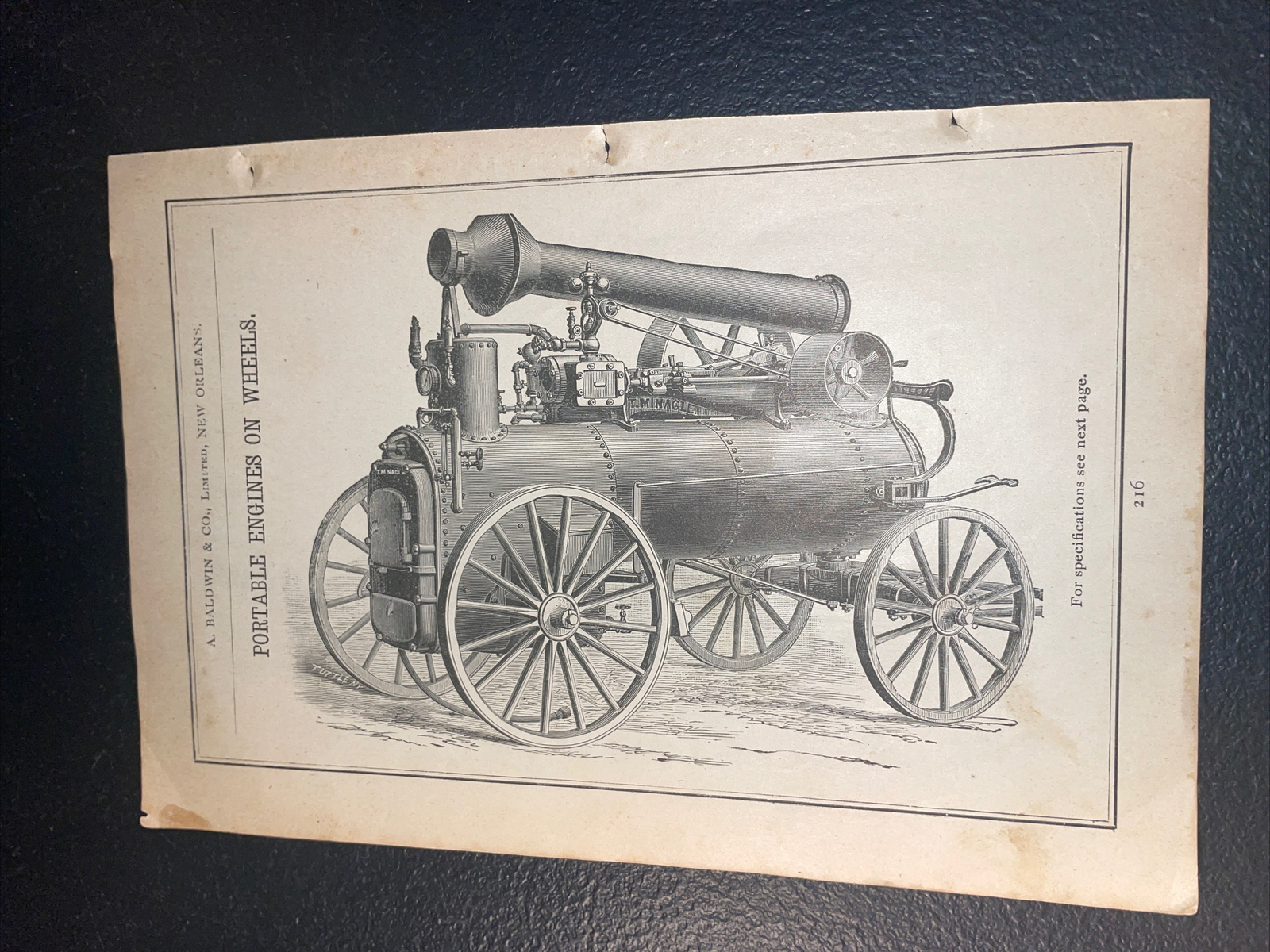 1891 Baldwin – Nagle Portable Engine On Wheels – Farm Advertising – New Orleans