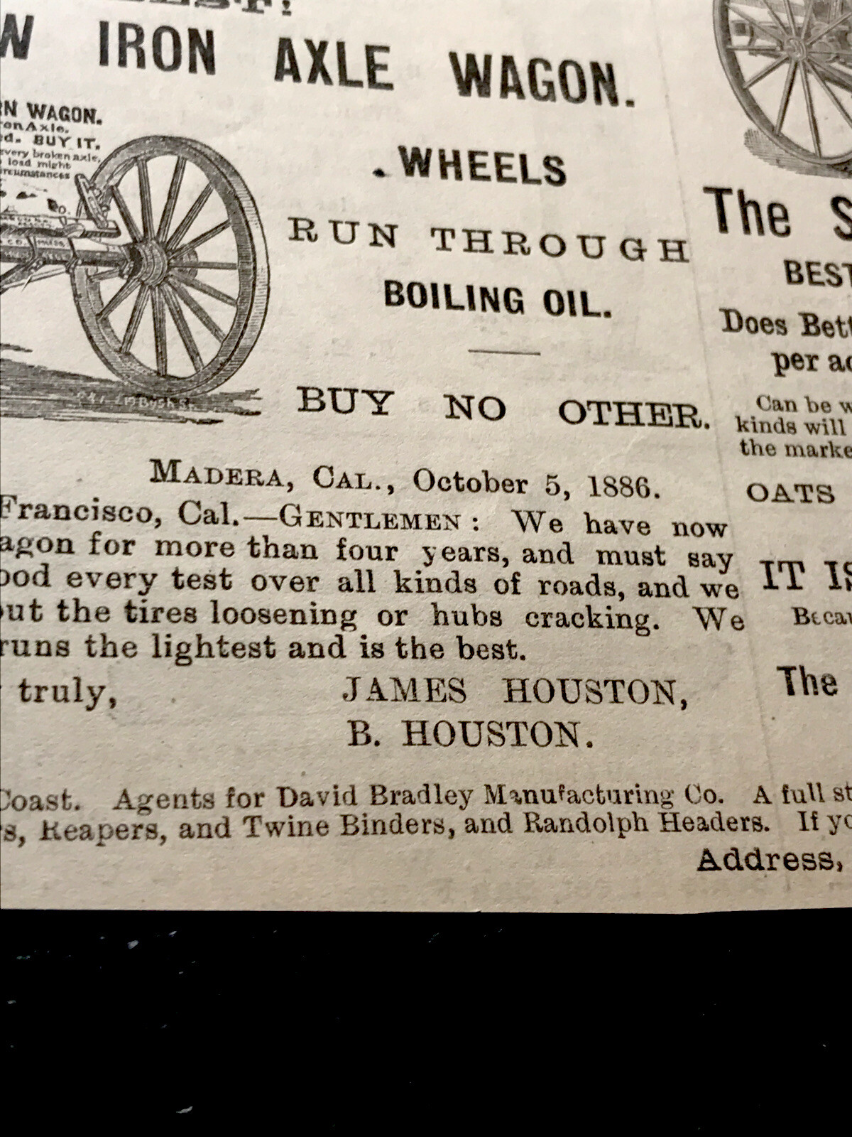1886 Truman, Isham & Hooker Farm Implement Advertising – San Francisco – CA