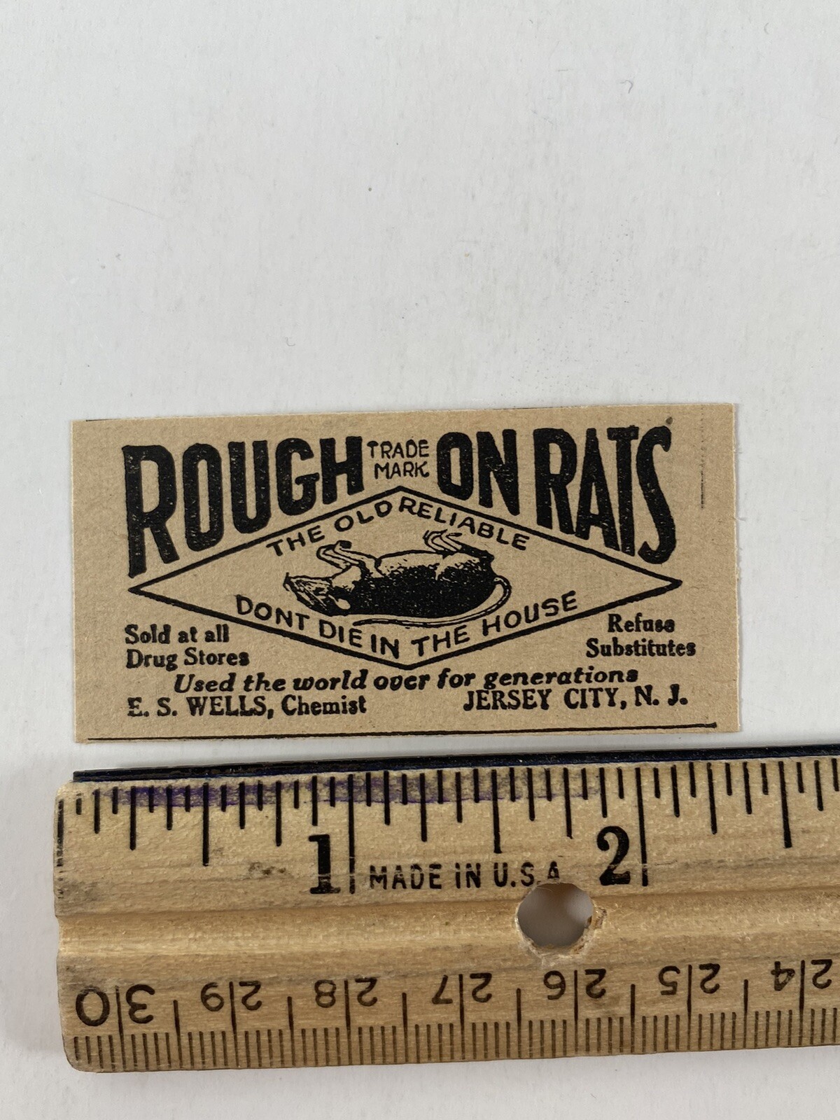 1927 Rough on Rats Vintage Magazine Print Ad Old 20s Farming Pest Control Wells