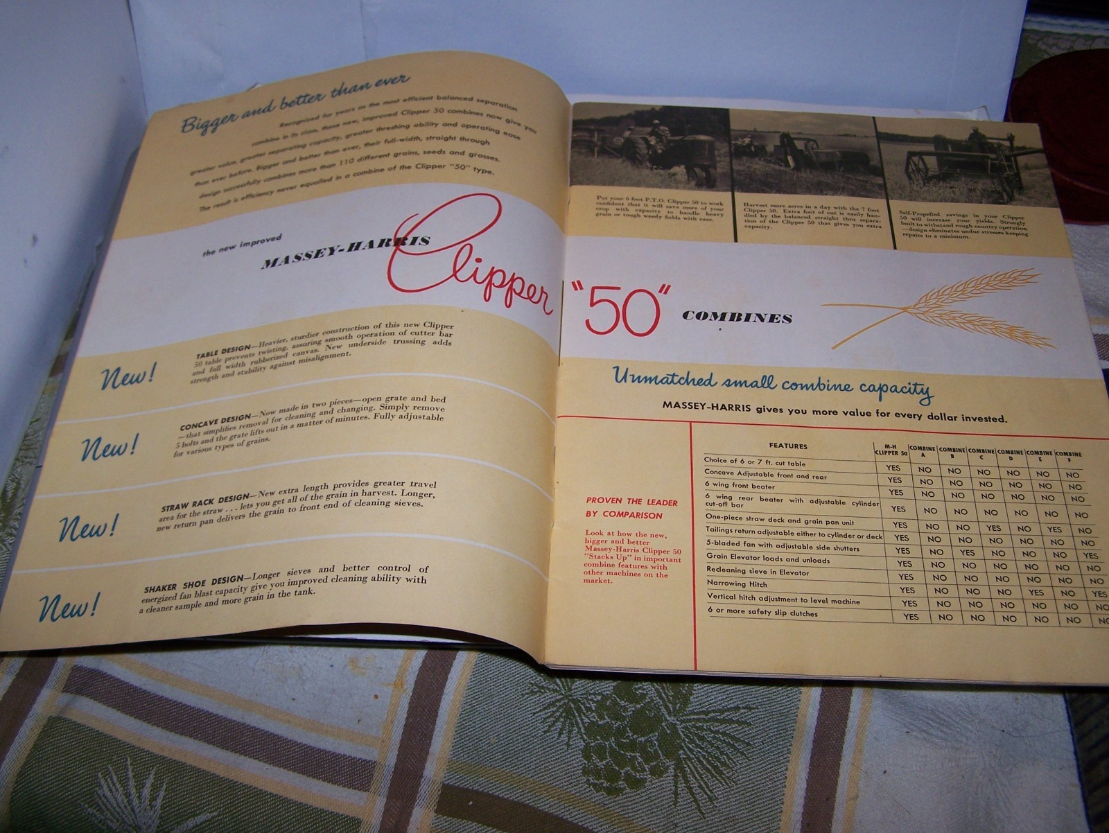 MASSEY HARRIS CLIPPER 50 Combine Sales Brochure Catalog Farm Tractor Steam Motor