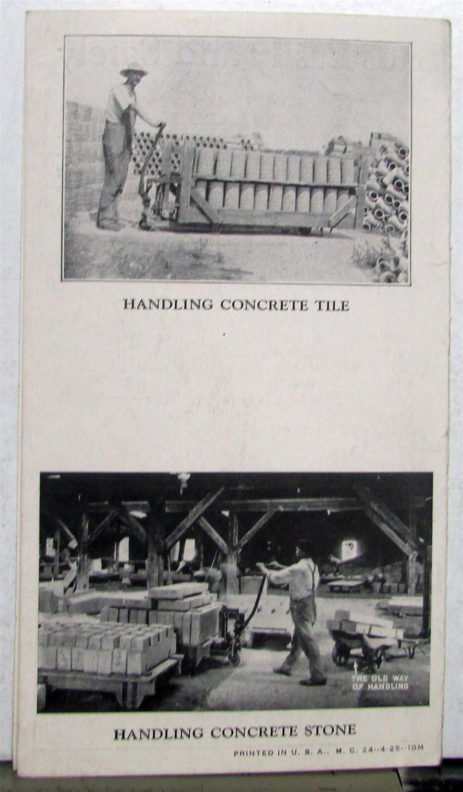 1925 Lewis-Shepard Jacklift System Handling Concrete Products Sales Brochure