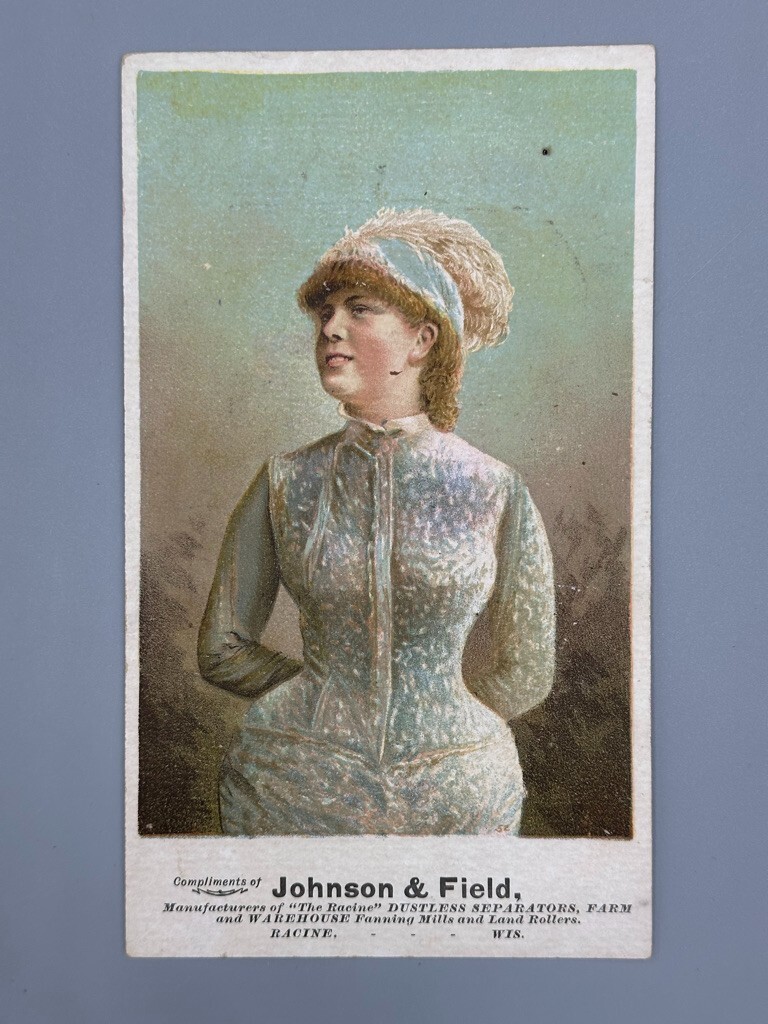 1880s RACINE Wisconsin JOHNSON & FIELD SEPARATOR Farm Advertising Trade Card