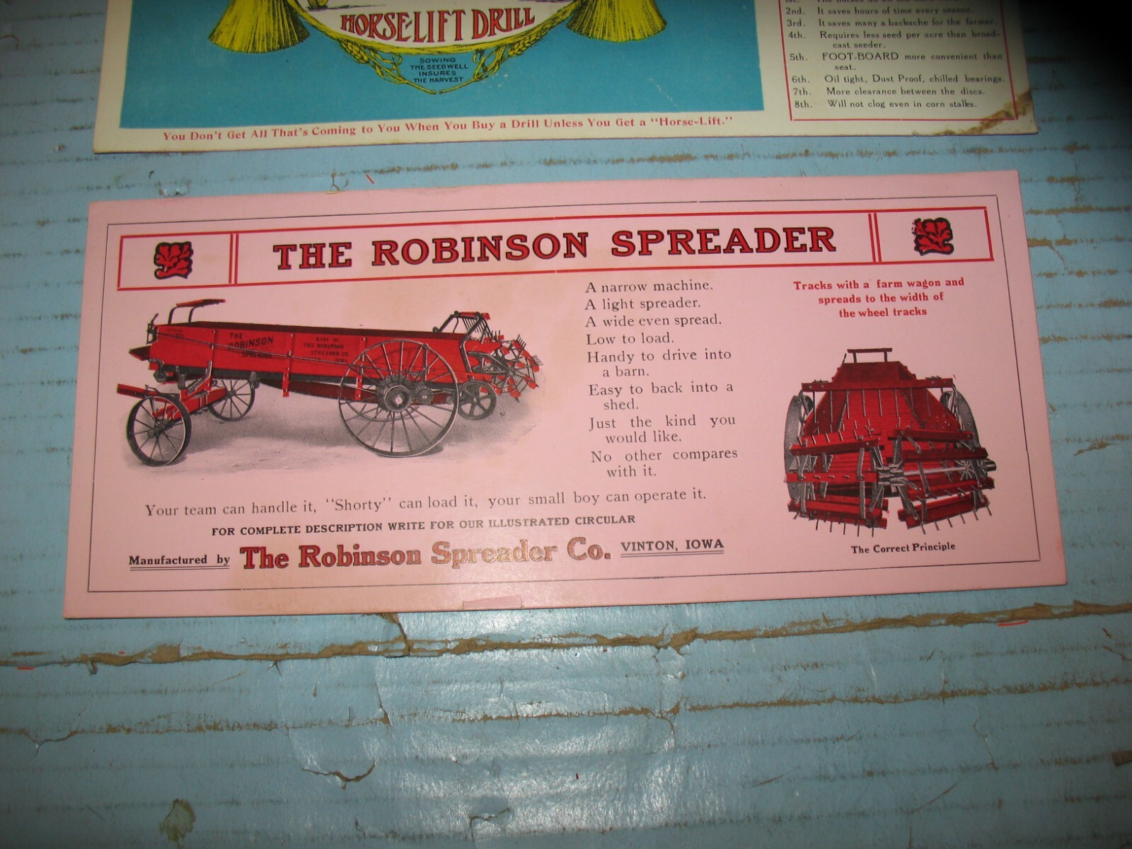 2 Vtg Farm Implement Advertising Pamphlets Imperial Drill & Robinson Spreader