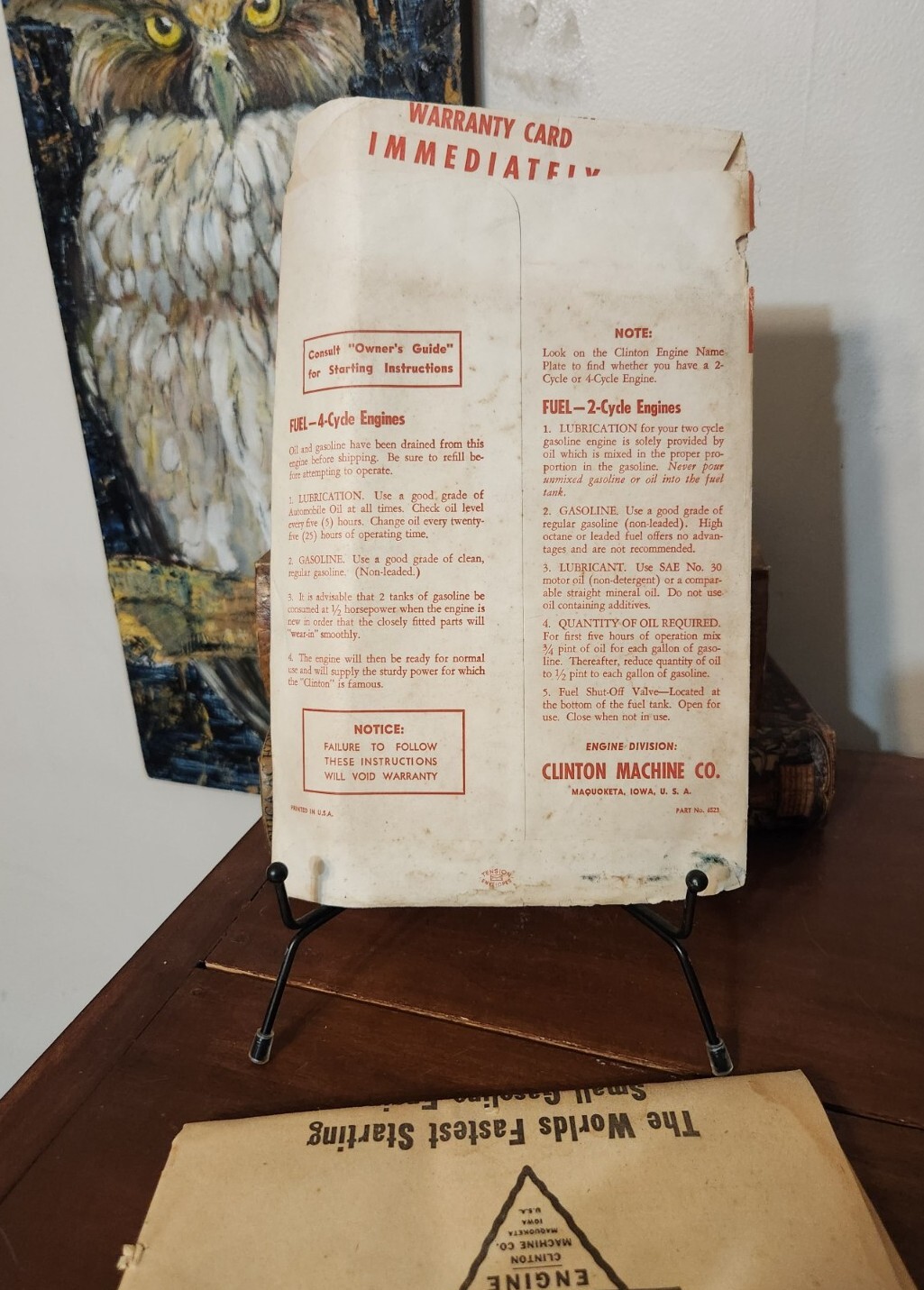 Vintage 1954 Clinton Engine Machine Co Sales Service Dealer Directory Book Guide