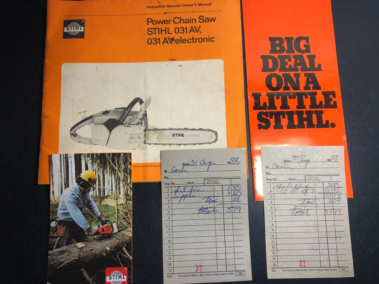 Stihl Chainsaw Owner’s Manual, Brochure, Sales Receipt