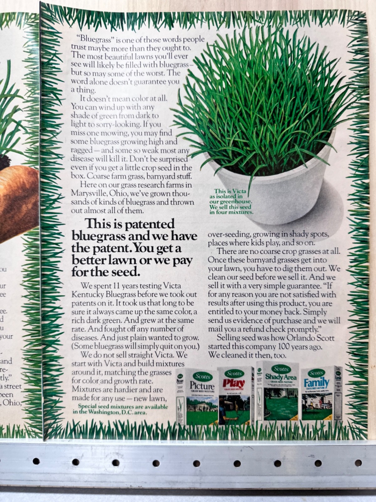 1976 Scott’s Turf Builder Lawn Fertilizer Vintage Print Ad Grass Yard