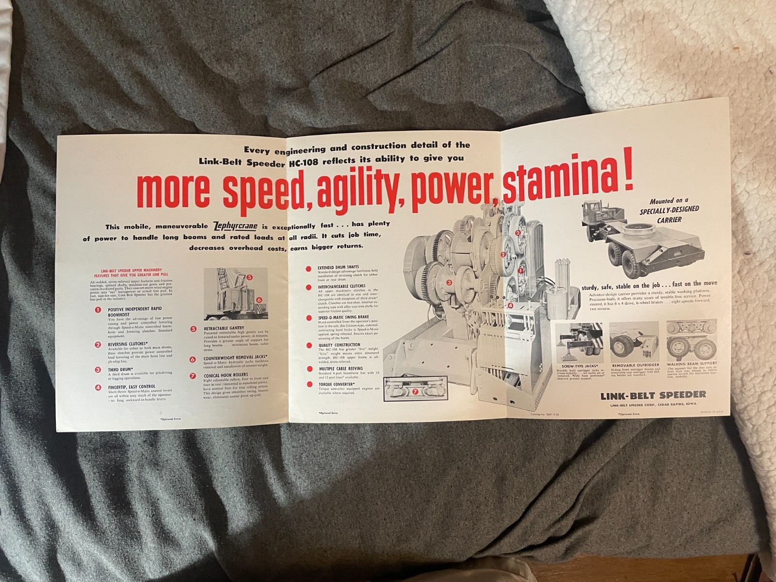 1950&rsquo;s Link Belt Speeder HC 108 Zephyrcrane Crane Brochure Vintage